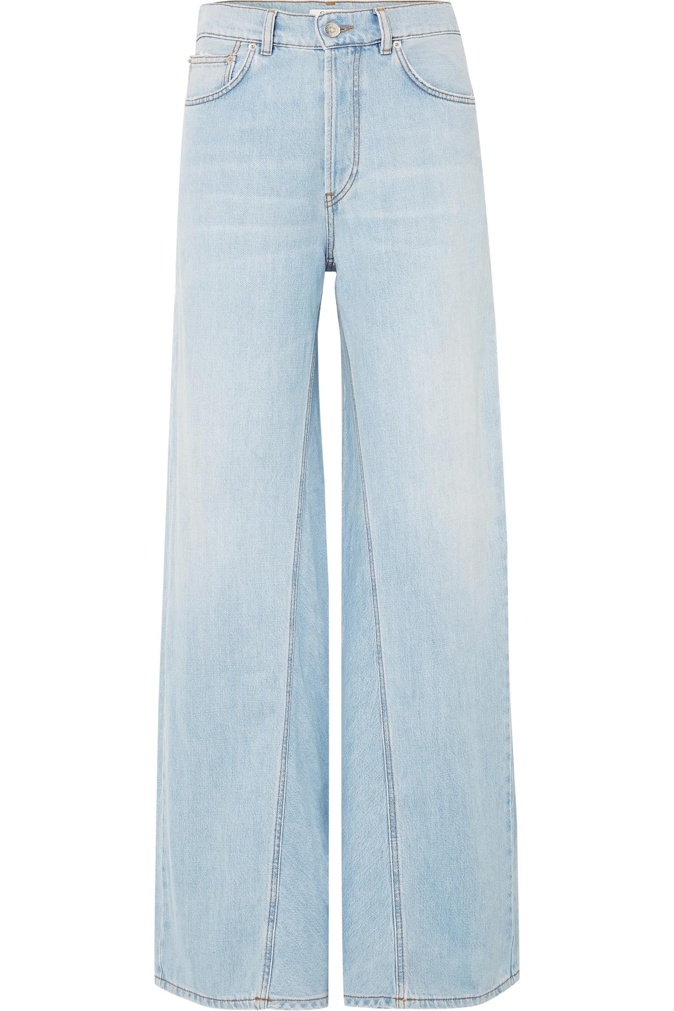 Lyst - Ganni High-rise Wide-leg Jeans in Blue