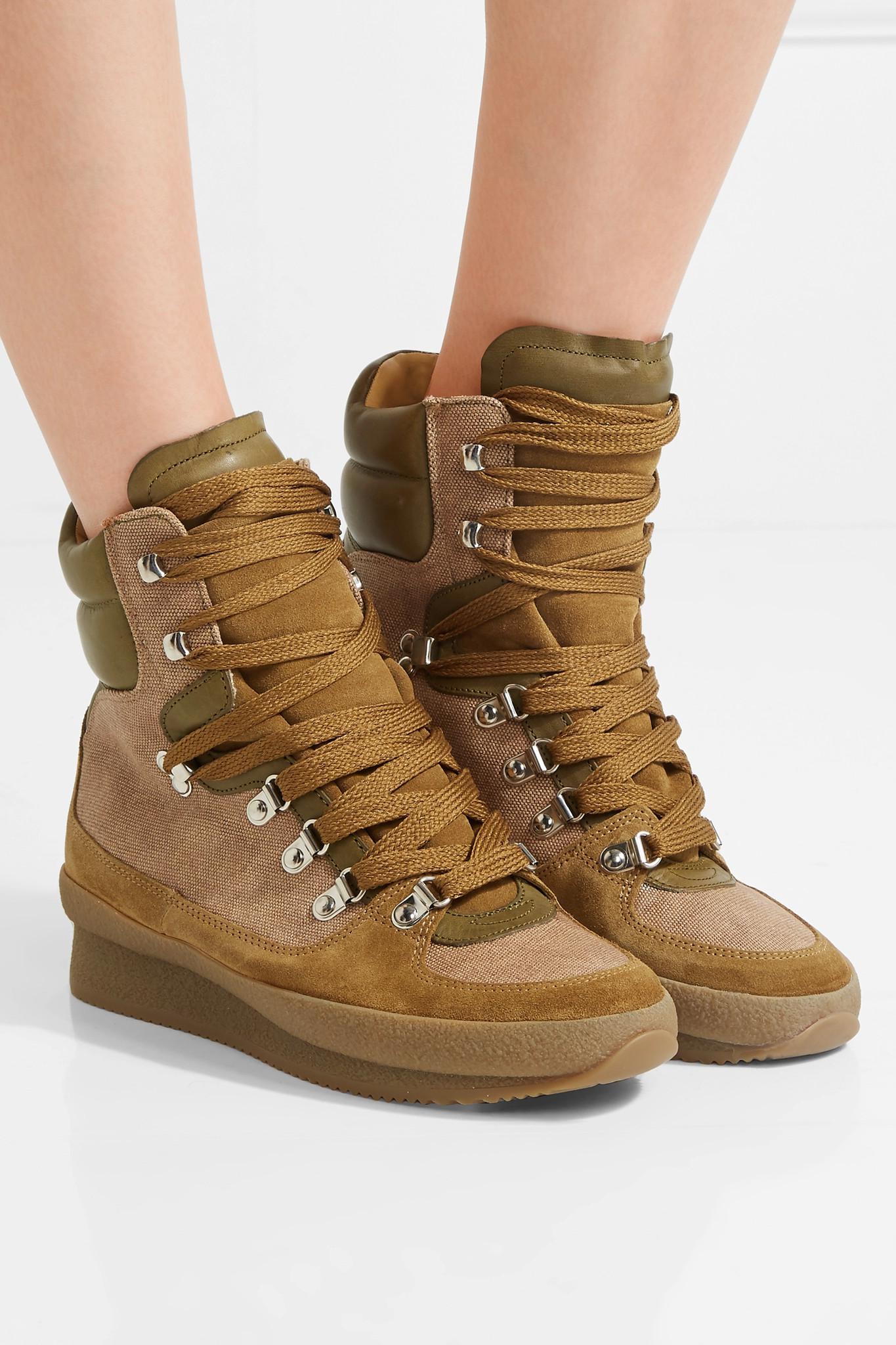Lyst - Isabel Marant Brendty Leather-trimmed Suede And Canvas High-top ...