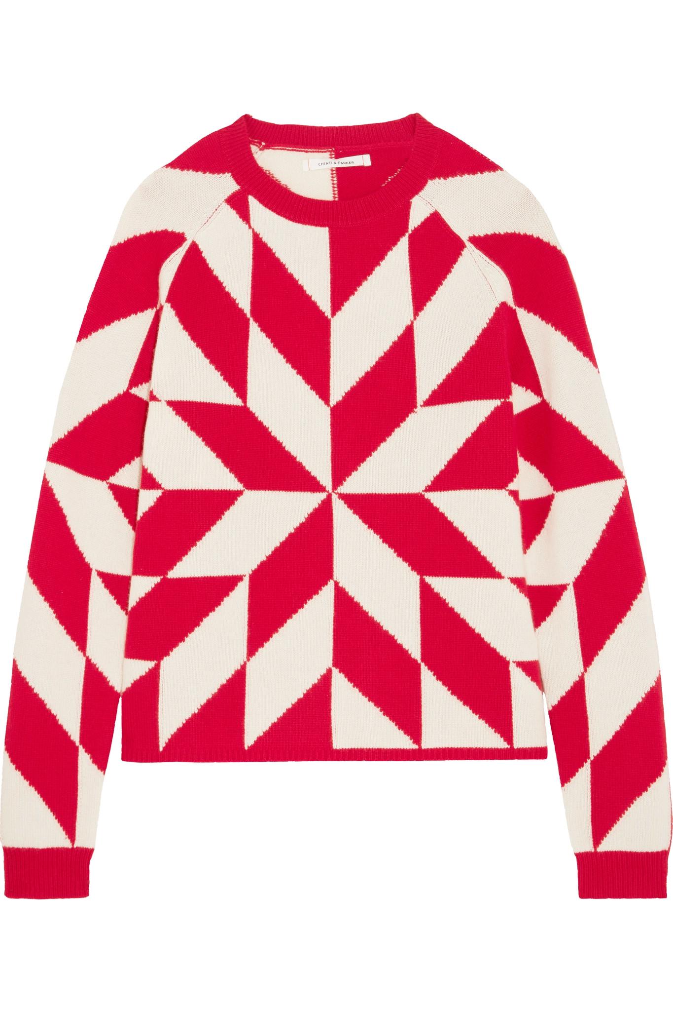 Lyst - Chinti & Parker Snowflake Intarsia Wool And Cashmere-blend Sweater in Red
