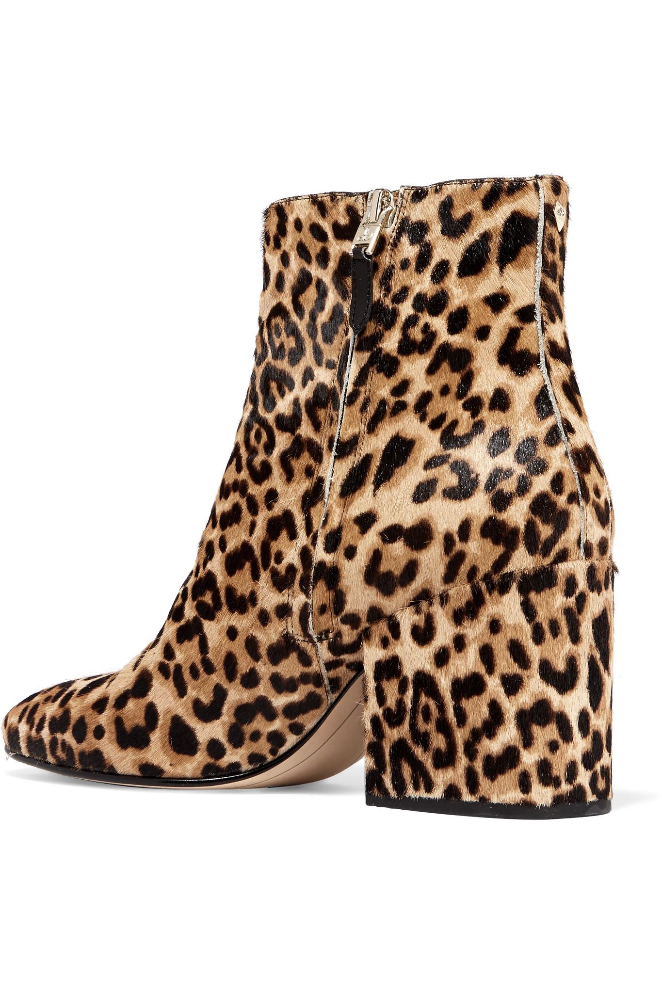 Lyst Sam Edelman Taye Leopard Print Calf Hair Ankle Boots In Brown