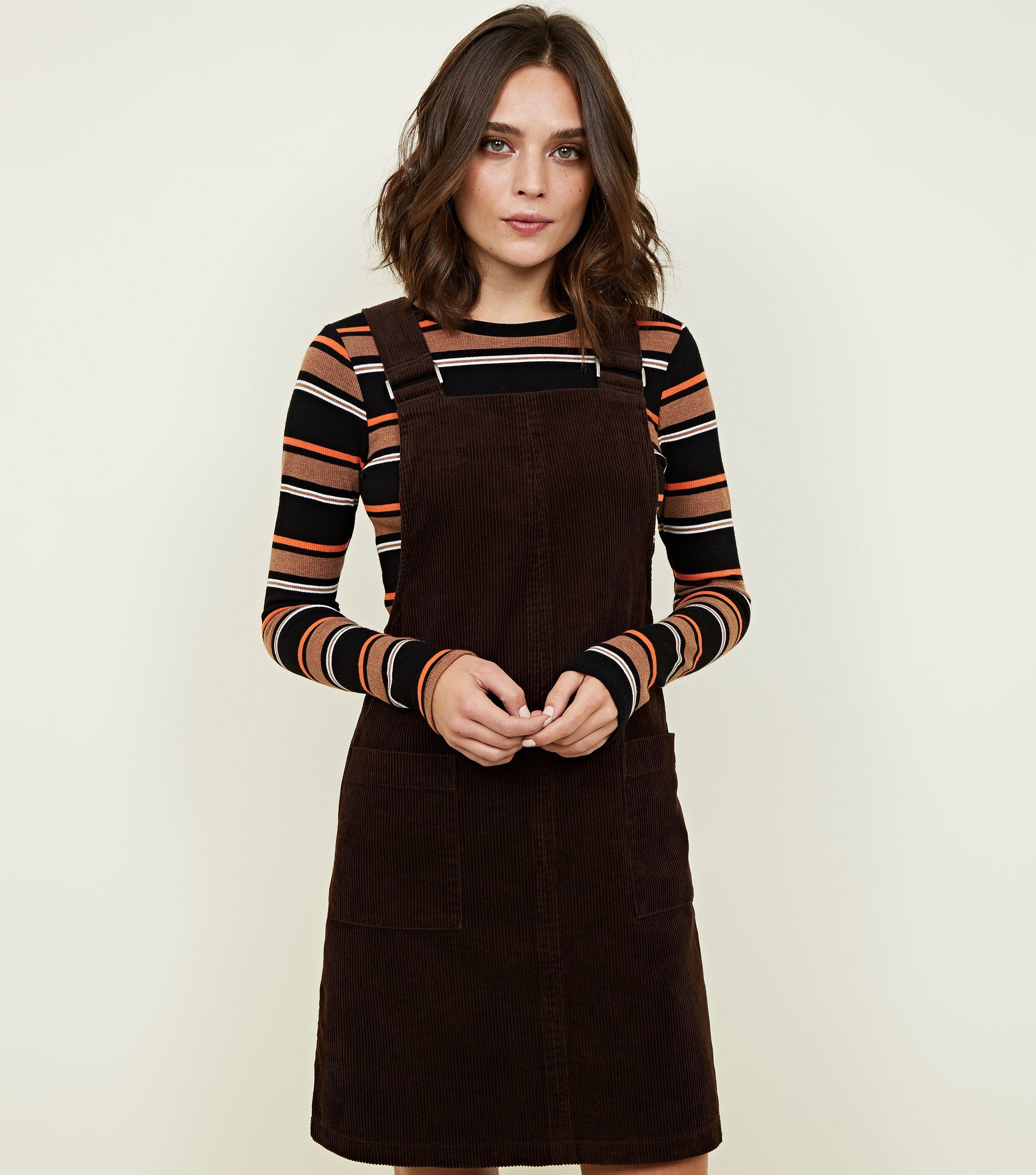 new look cord pinafore dress