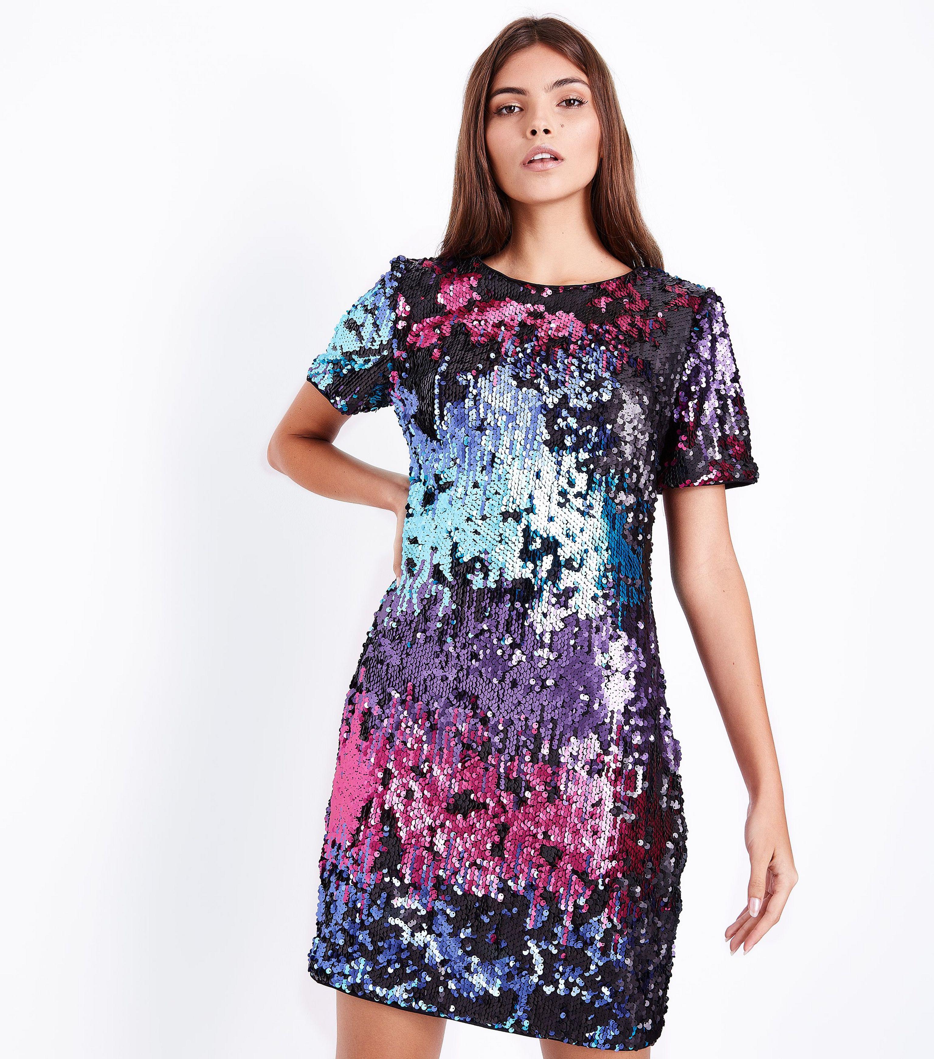 multi coloured sequin dress uk