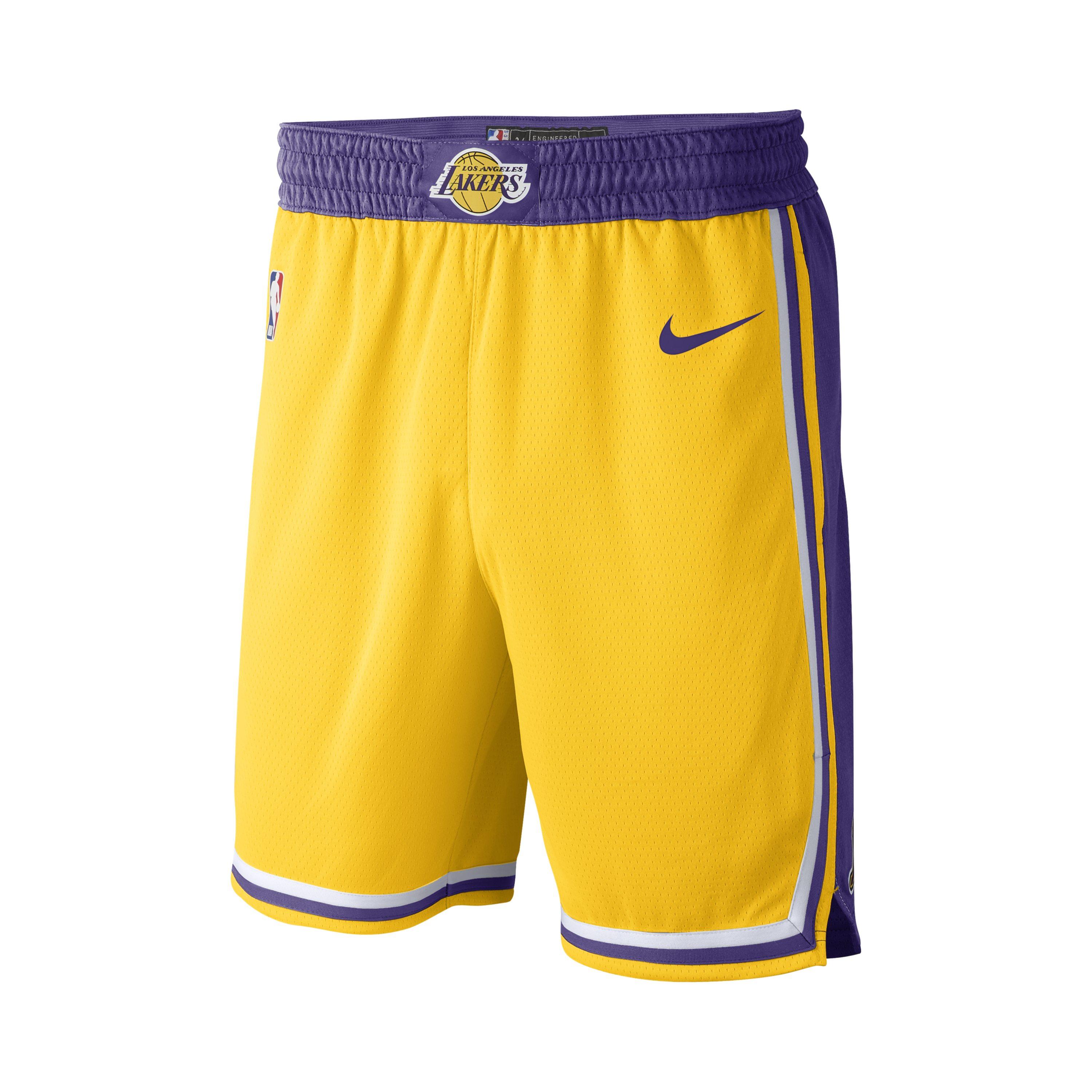 Nike Los Angeles Lakers Icon Edition Swingman Nba Shorts in Yellow for ...