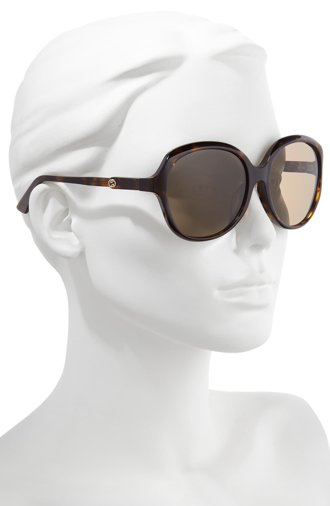 Gucci 58mm Round Sunglasses Havana Solid Brown In Brown Lyst 