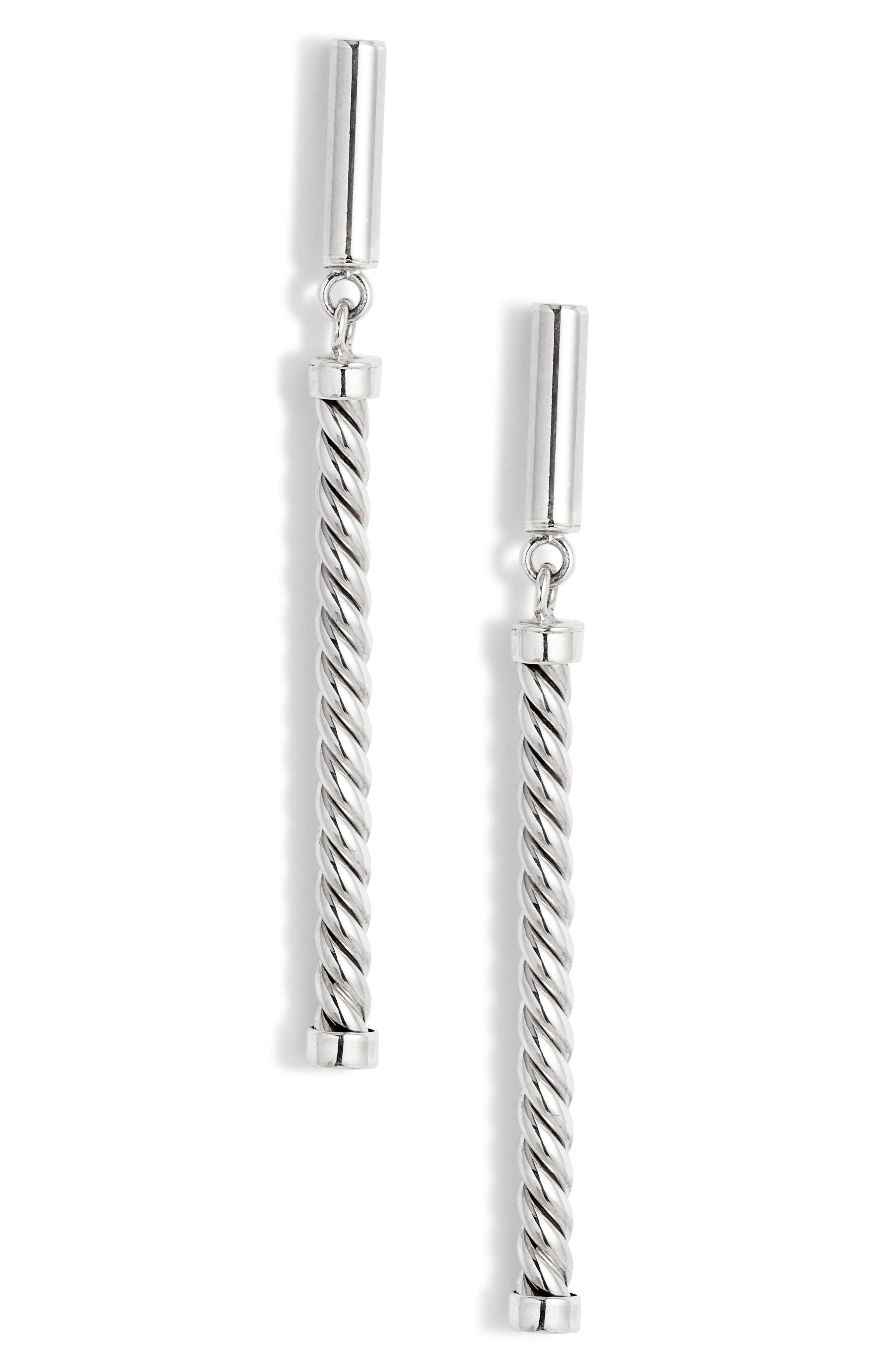 Lyst - Argento Vivo Linear Rope Bar Drop Earrings in Metallic