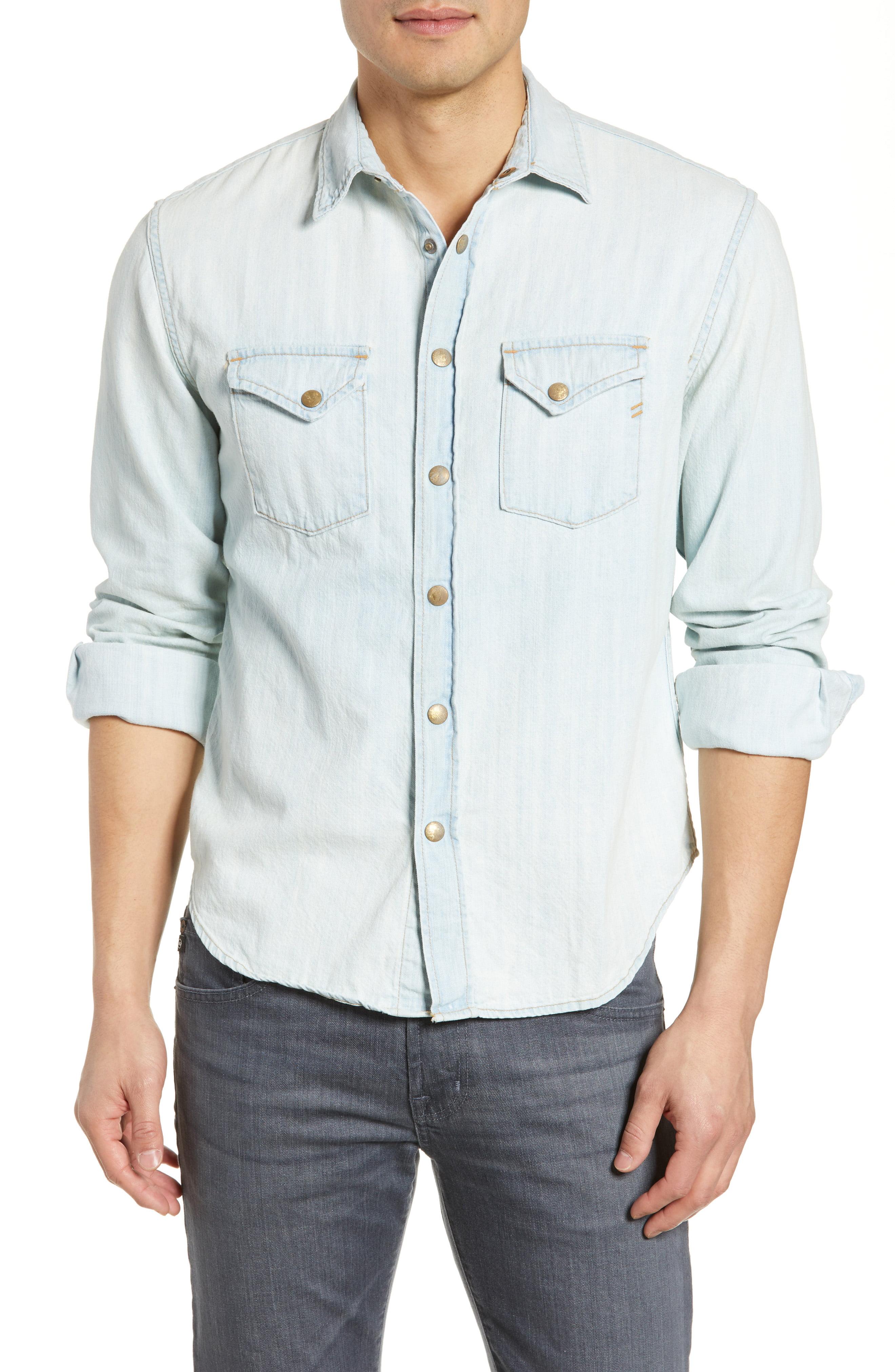 Lyst - Billy Reid Distressed Denim Western Shirt in Blue for Men