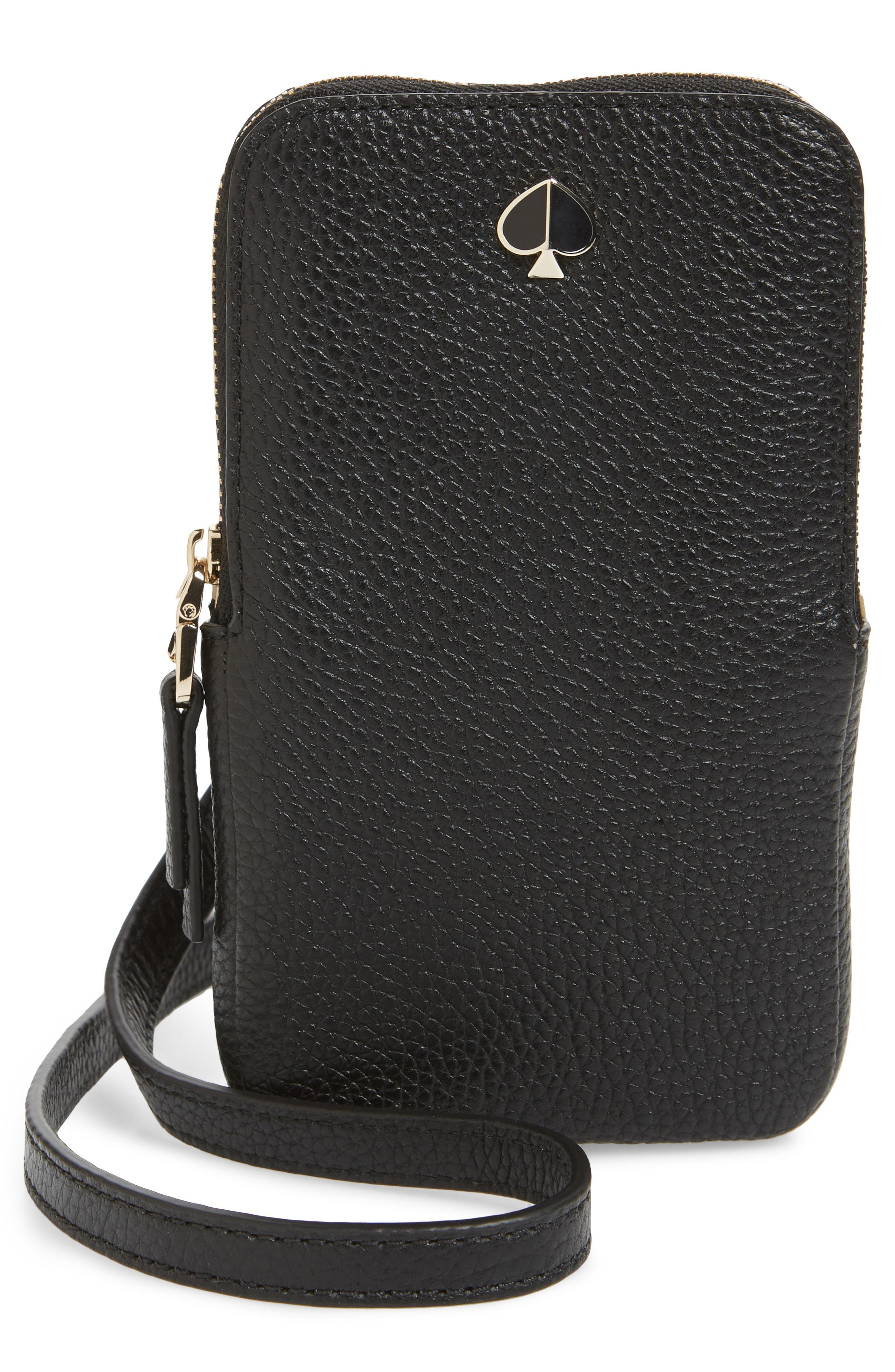 Lyst - Kate Spade Polly Leather Phone Crossbody Bag in Black