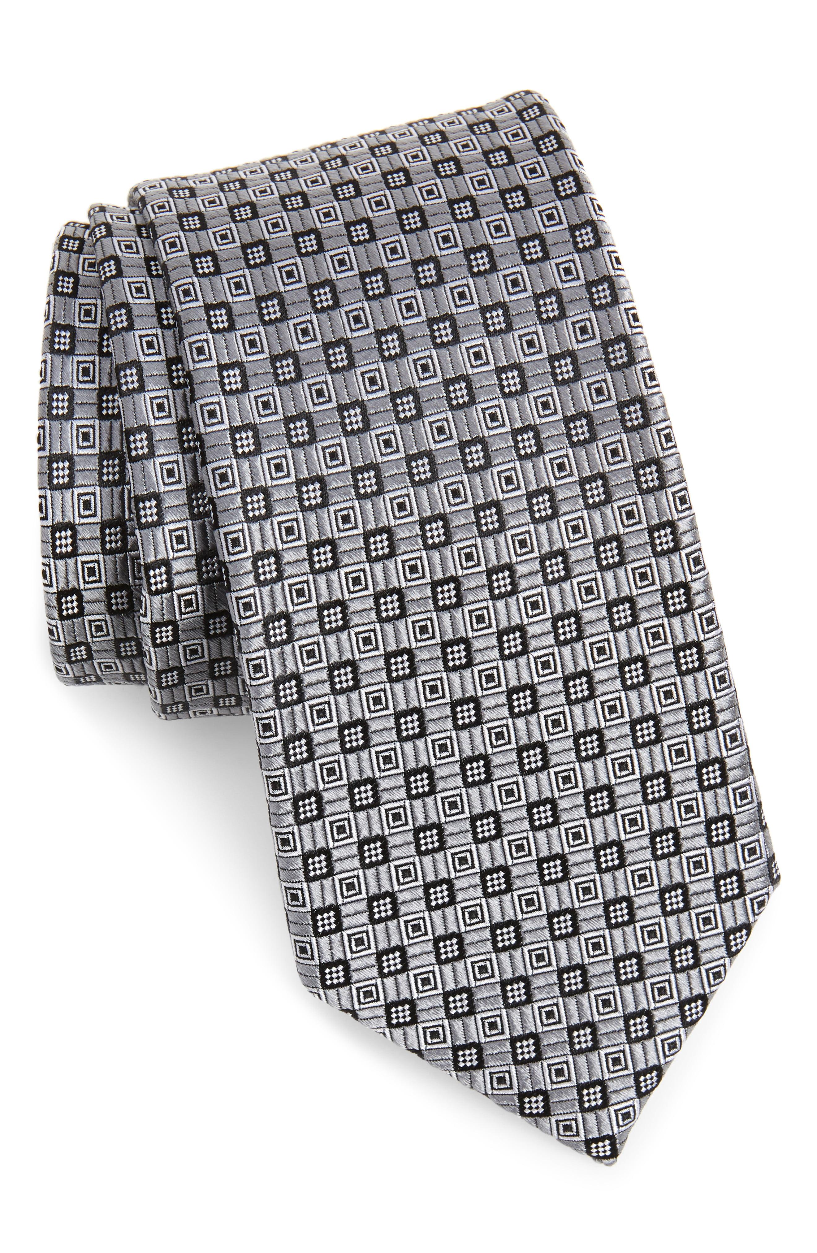 Ted Baker Parquet Grid Silk Tie in Gray for Men - Lyst