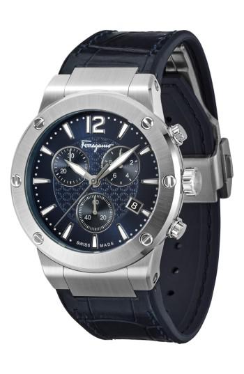 ferragamo | multicolor f80 chronograph leather strap watch for