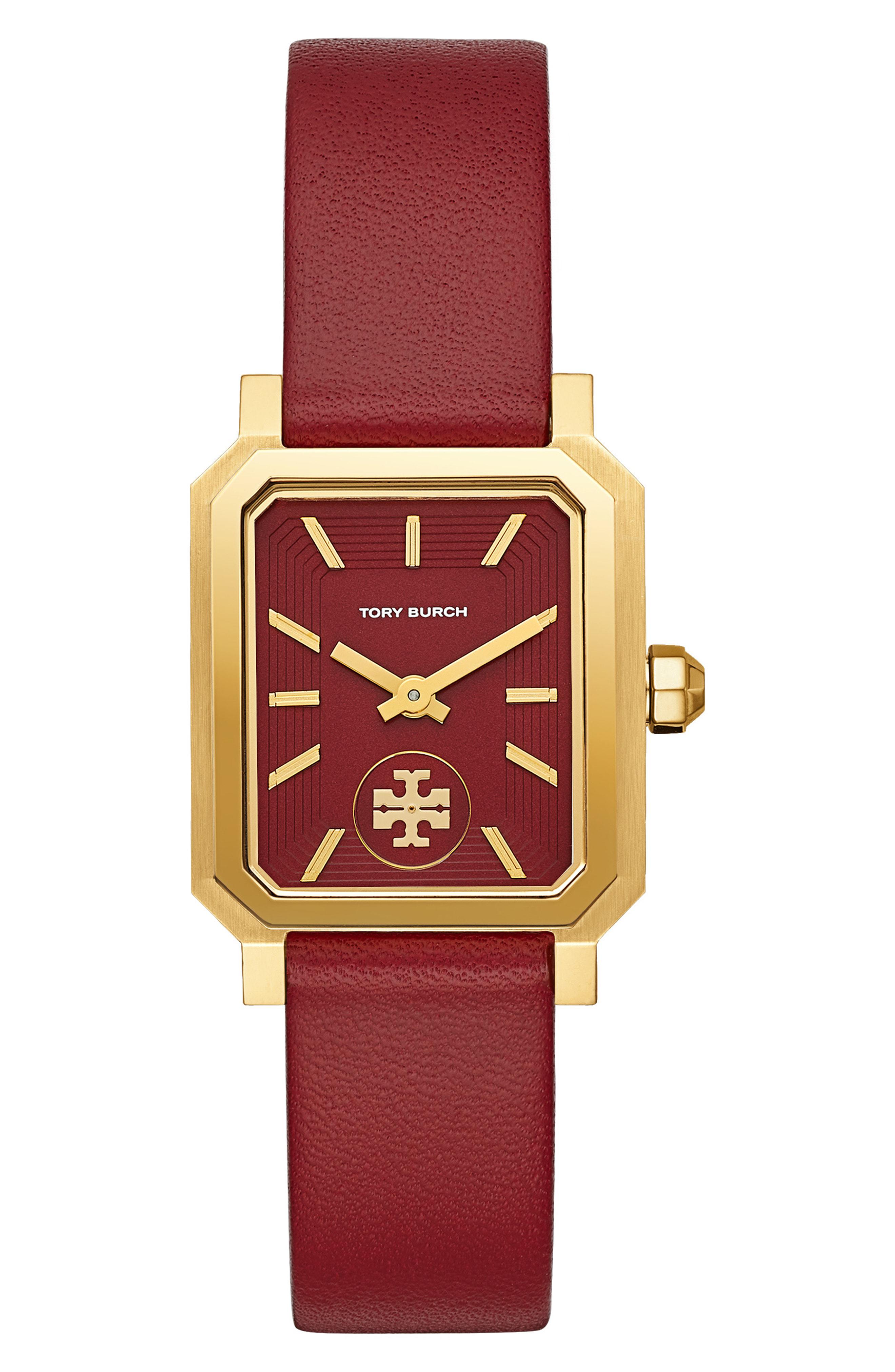 Lyst - Tory Burch Robinson Leather Strap Watch