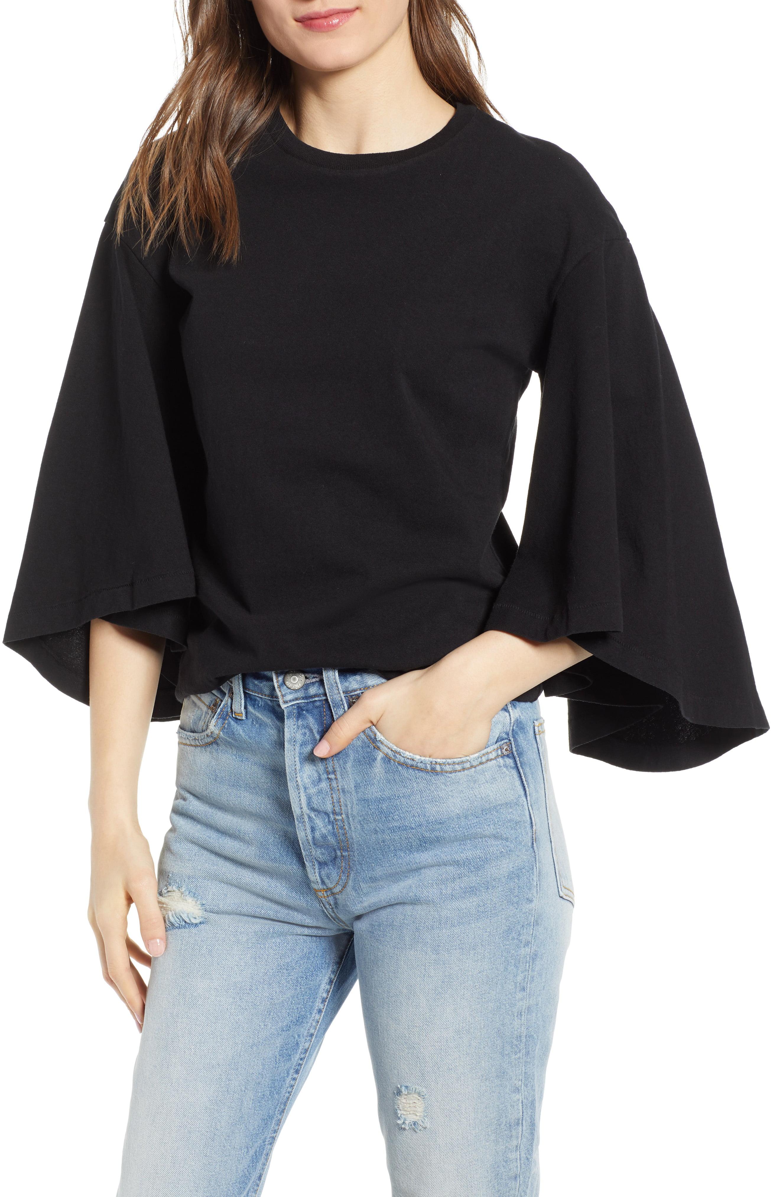 Lyst - Citizens of Humanity Flutter Batwing Sleeve Cotton Top in Black