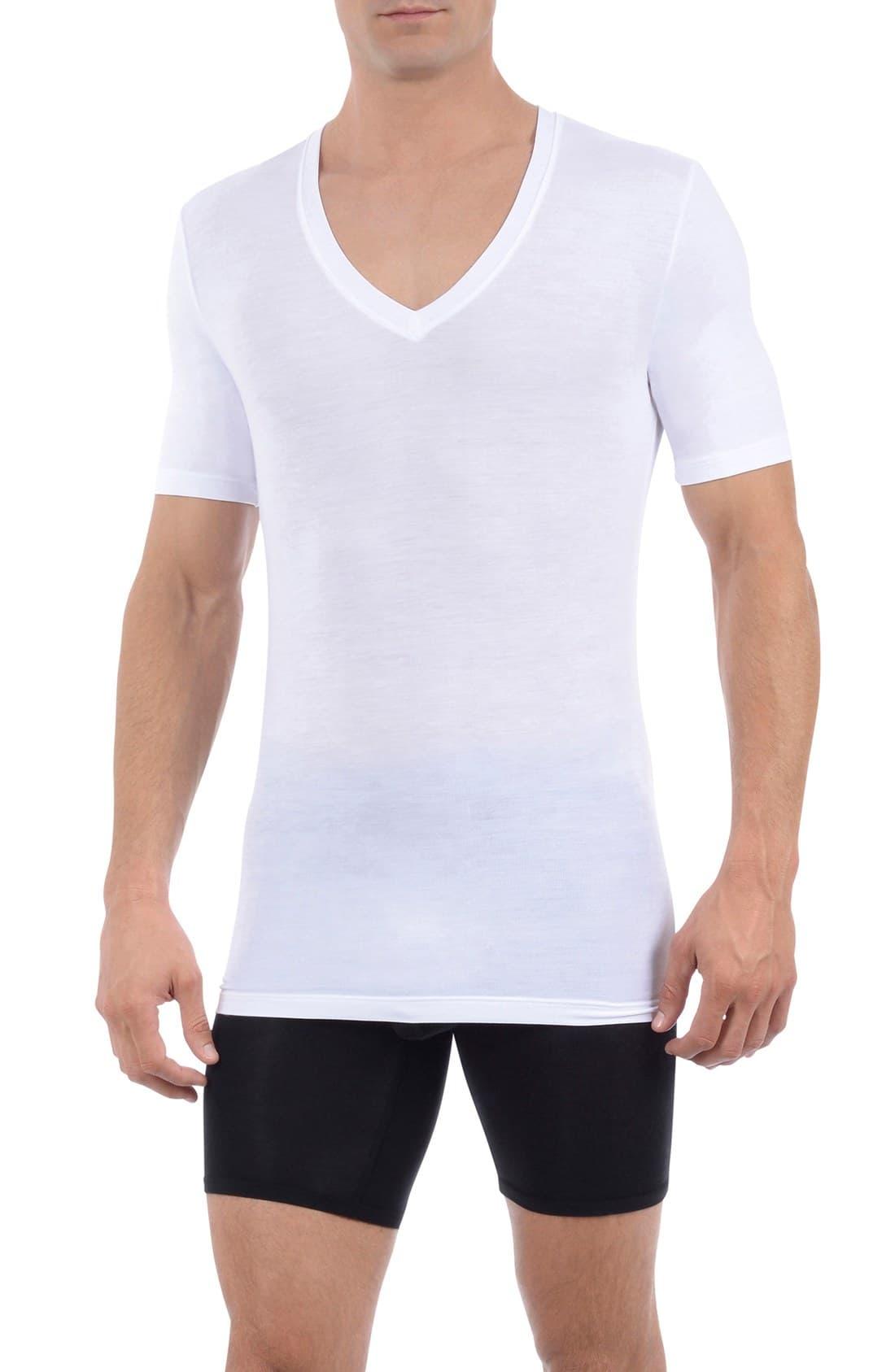 Tommy John Second Skin Micromodal Deep V Neck Undershirt In White For