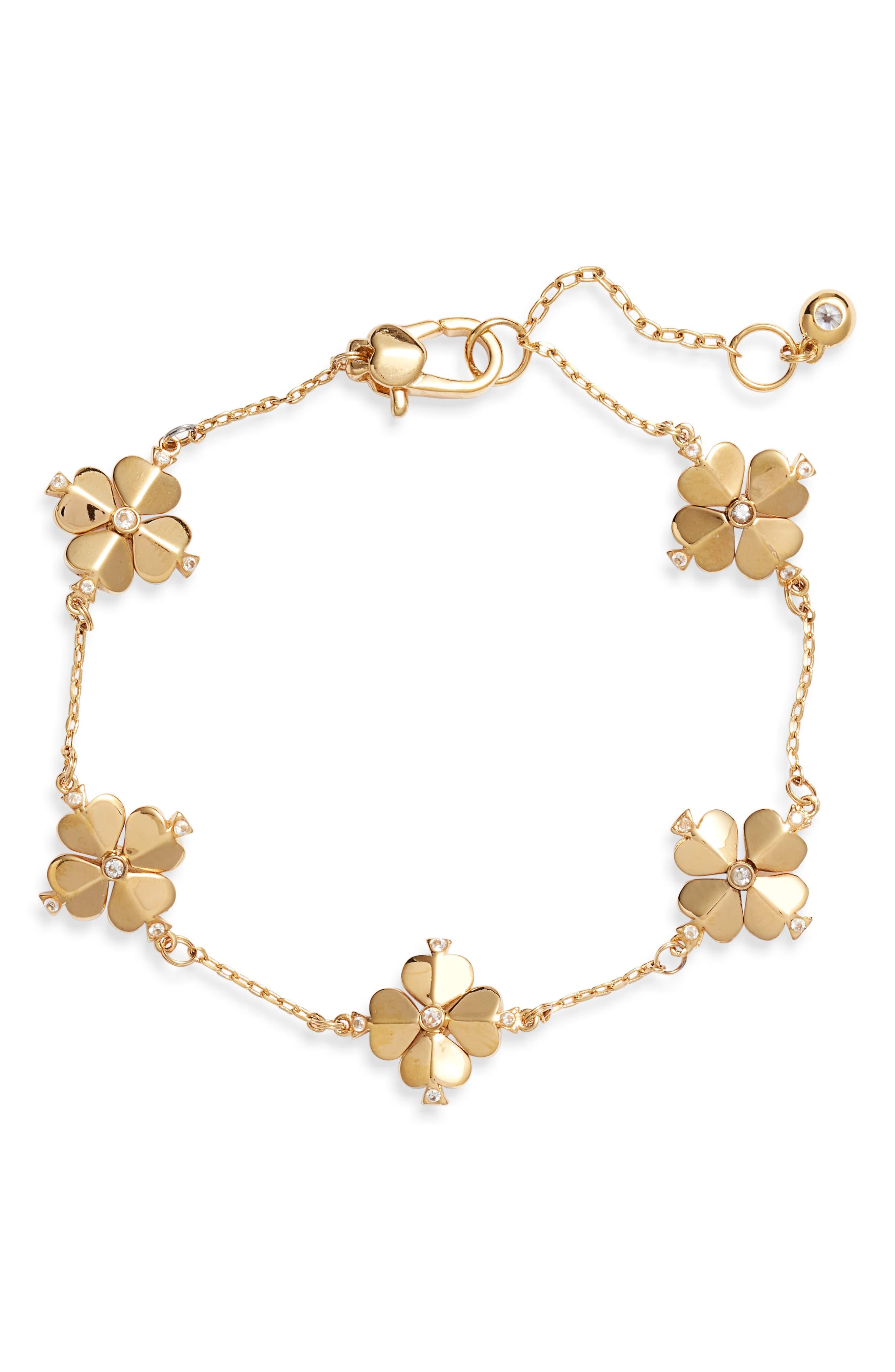 Kate Spade Jewel Clover Chain Bracelet in Metallic Lyst