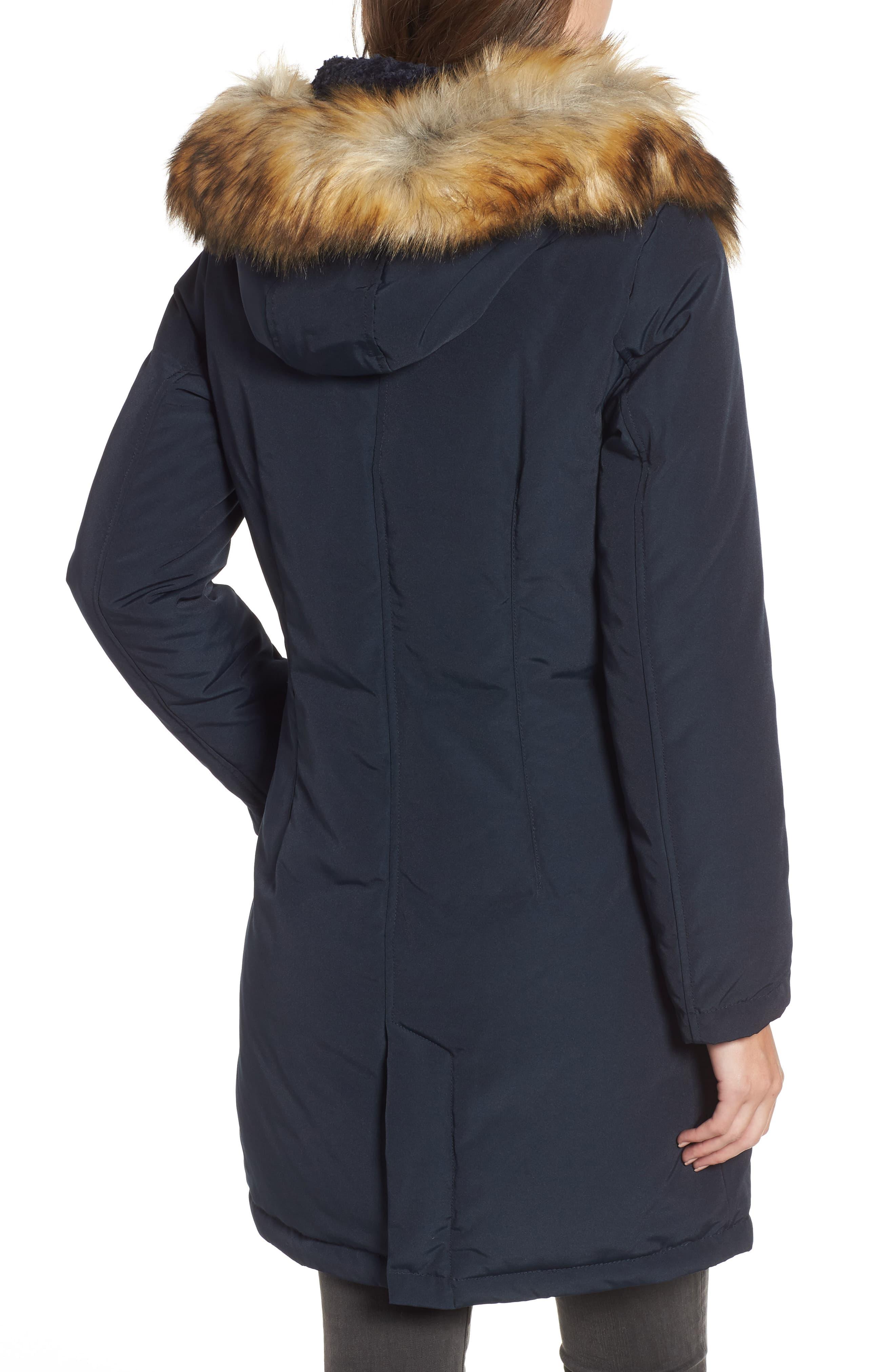 sam edelman faux fur trim down parka