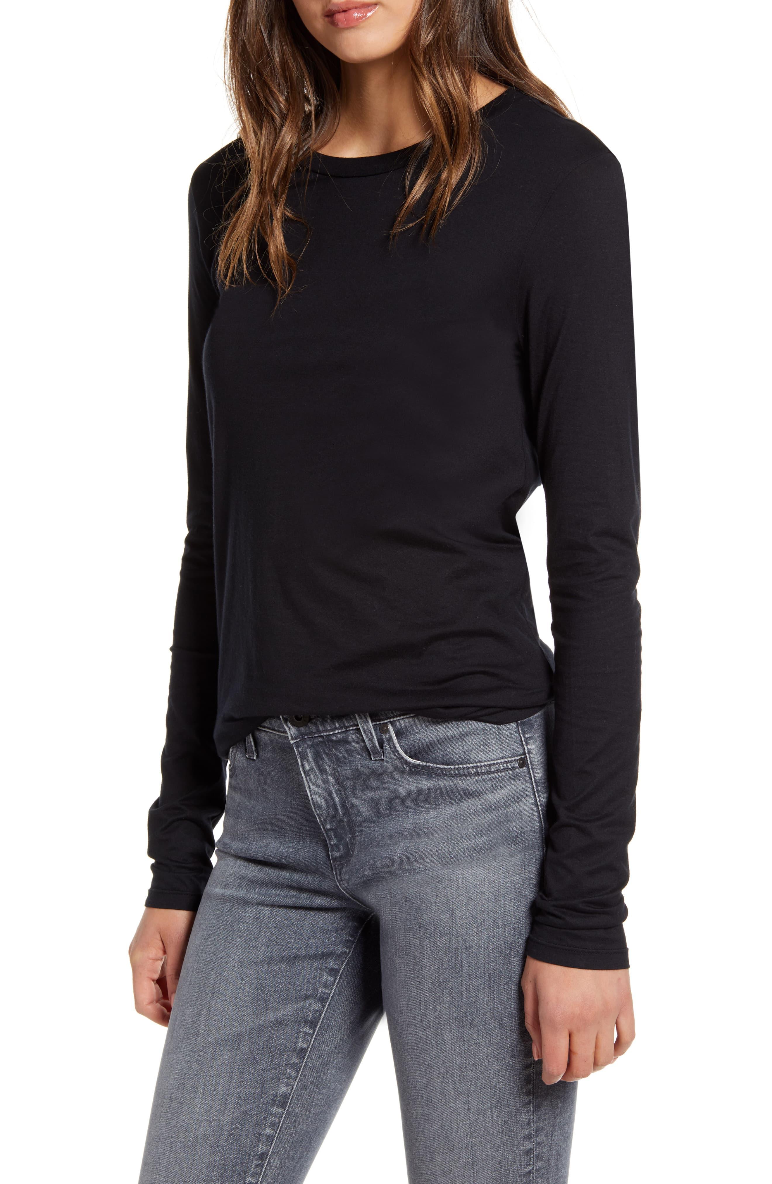 AG Jeans Lb Long Sleeve Stretch Cotton Top in Black - Lyst