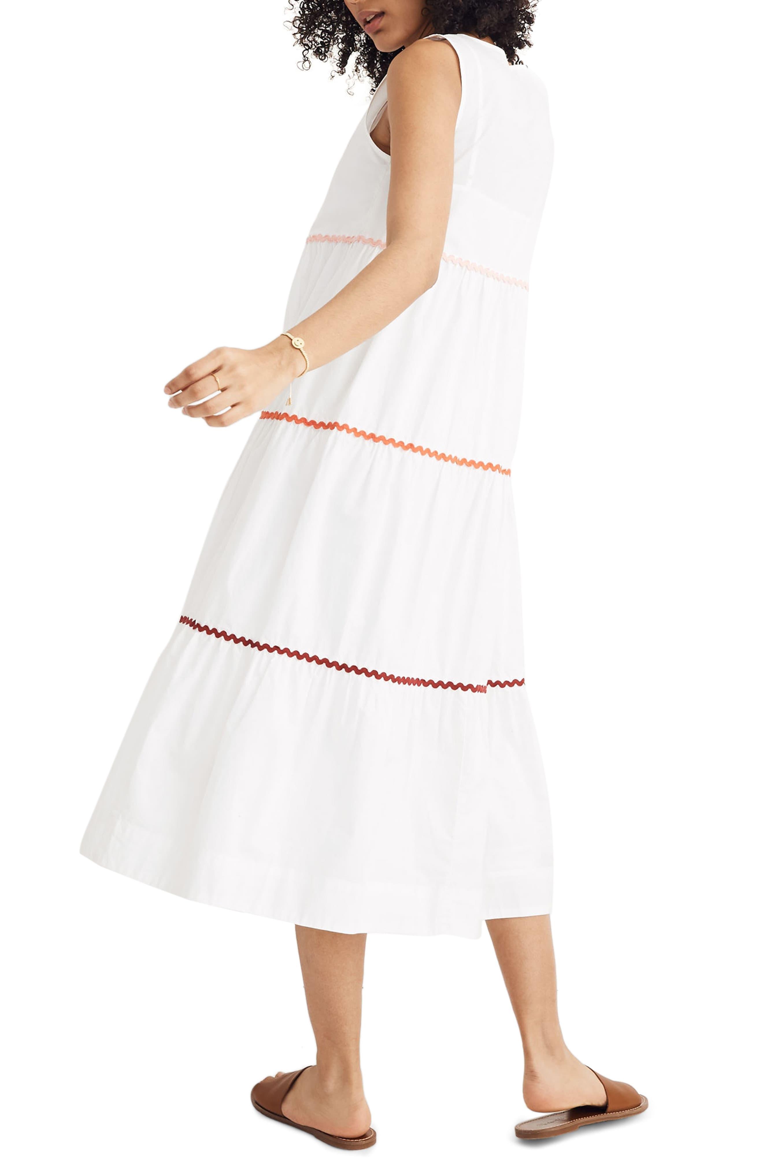 Madewell Rickrack Cattail Tiered Dress in White - Lyst