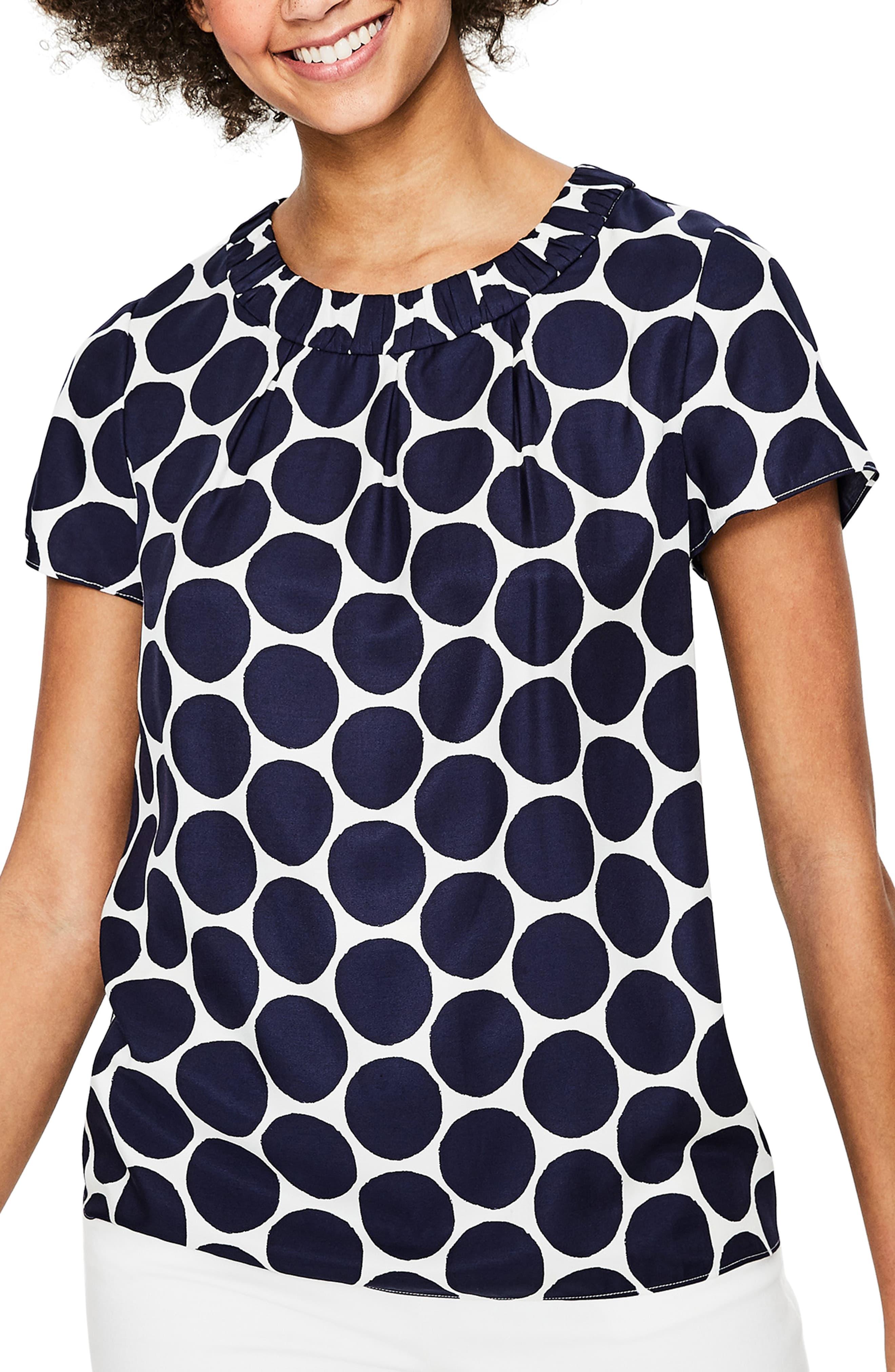 navy spotted blouse