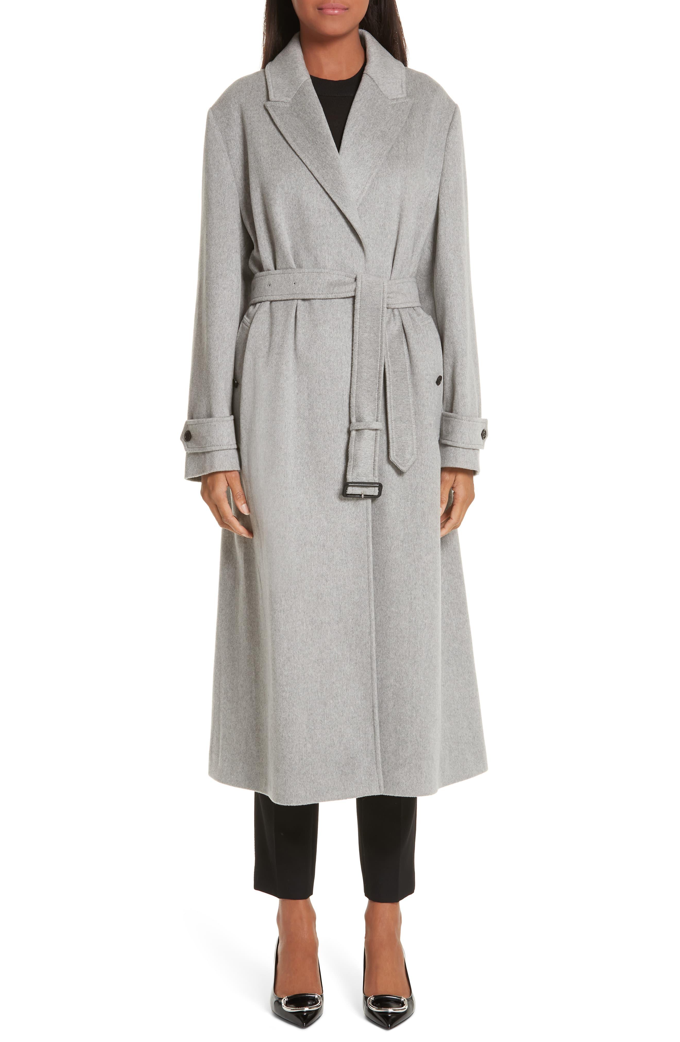 Burberry Oxshott Wrap Cashmere Coat in Grey (Gray) - Lyst