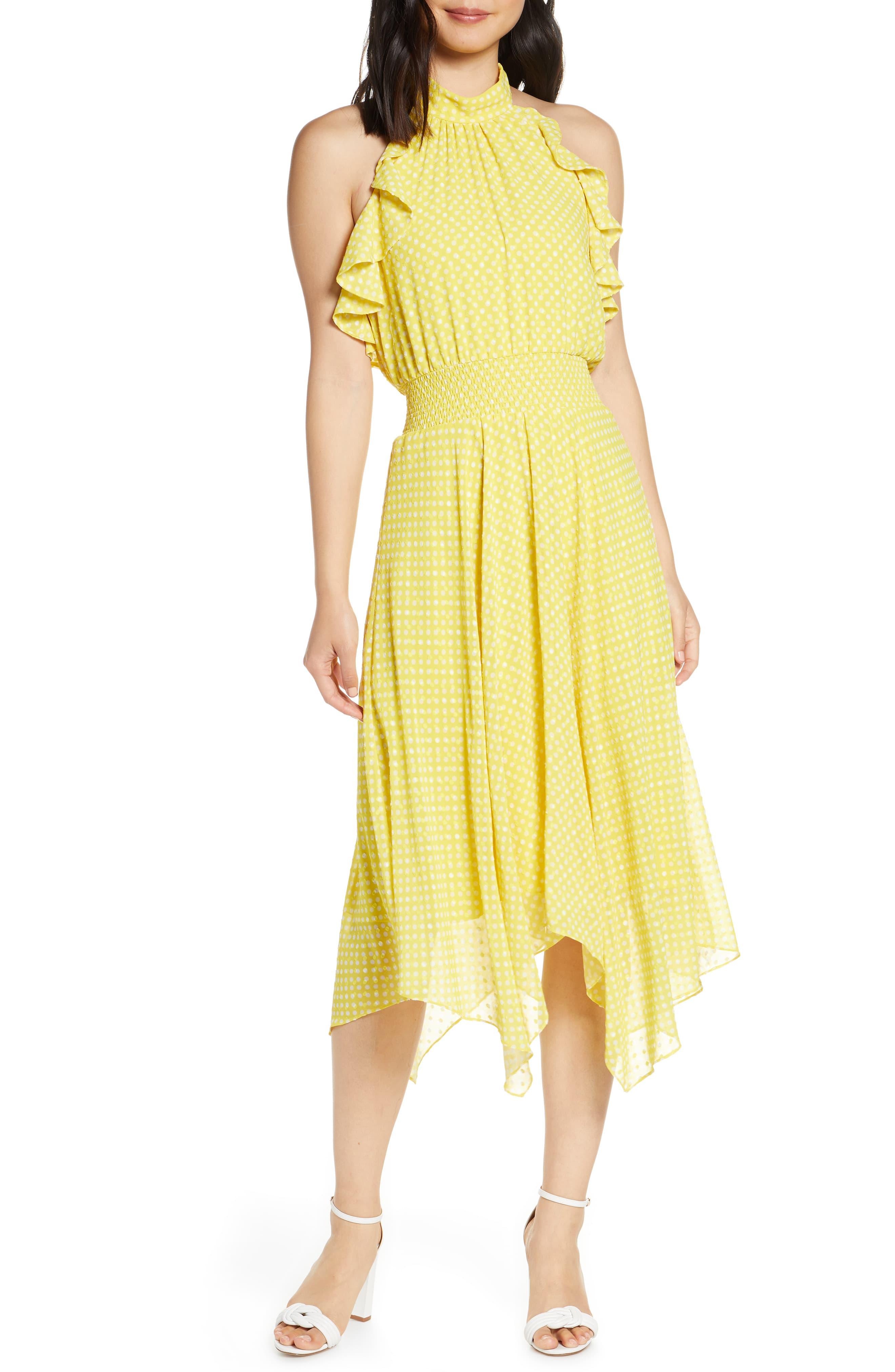 Eliza J Halter Neck Handkerchief Hem Dress in Yellow - Lyst
