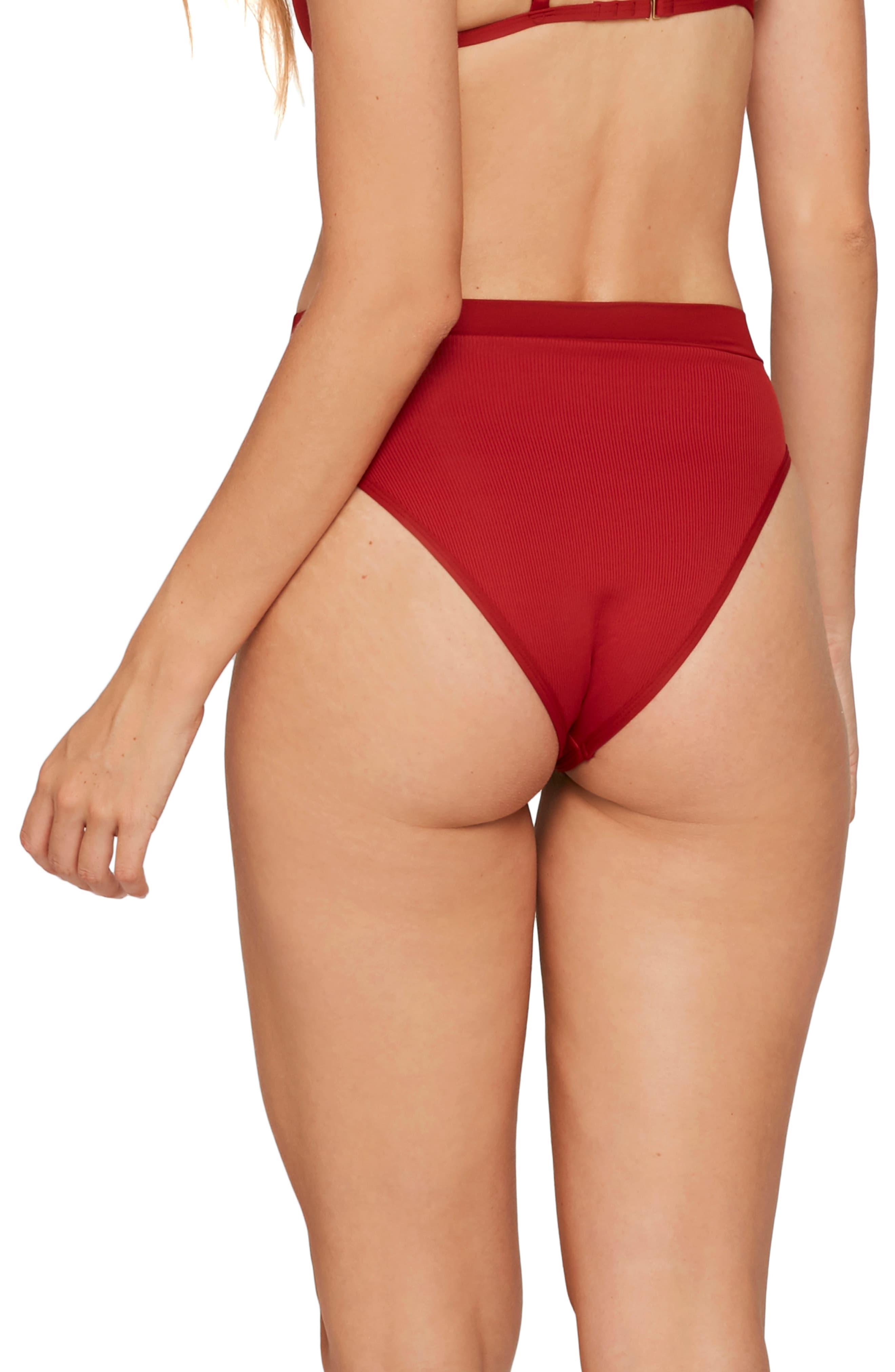 L Space French Cut High Waist Textured Swim Bottoms In Red Lyst