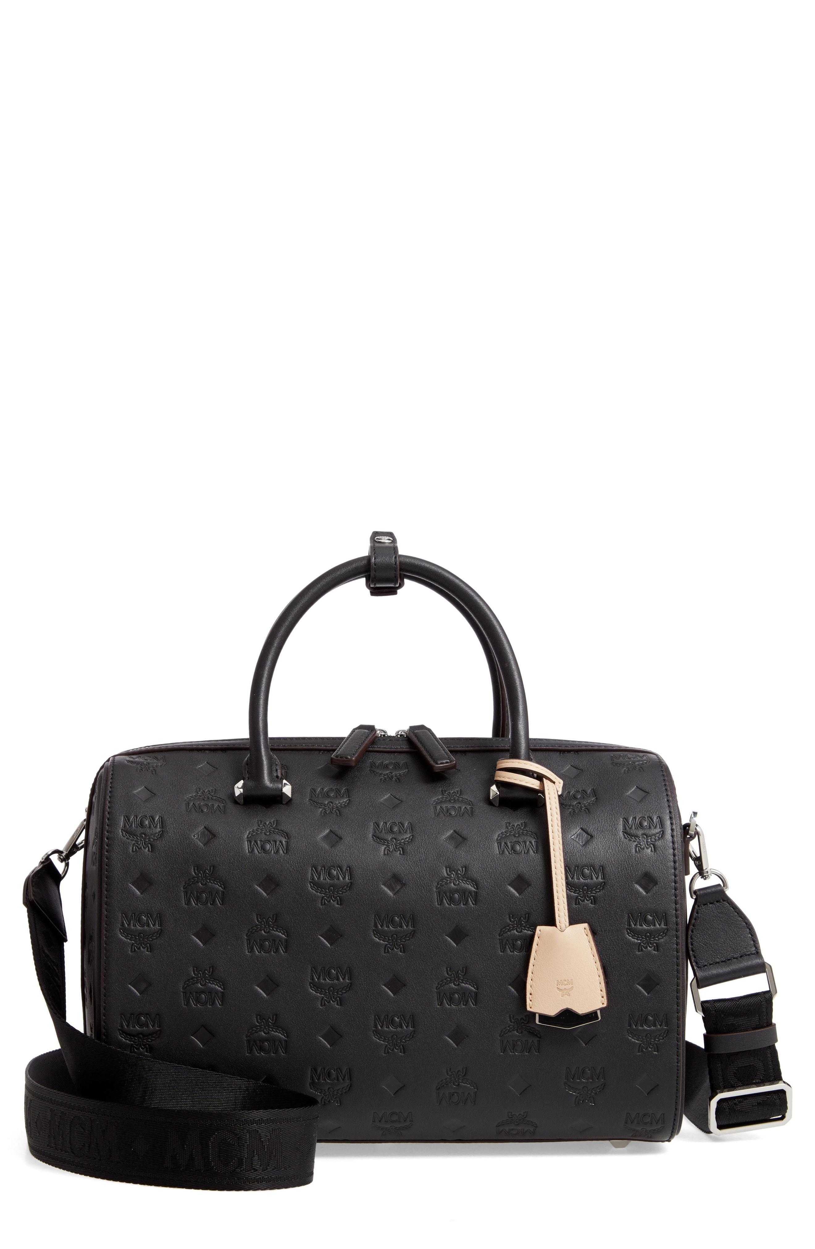 mcm essential tote in monogram leather