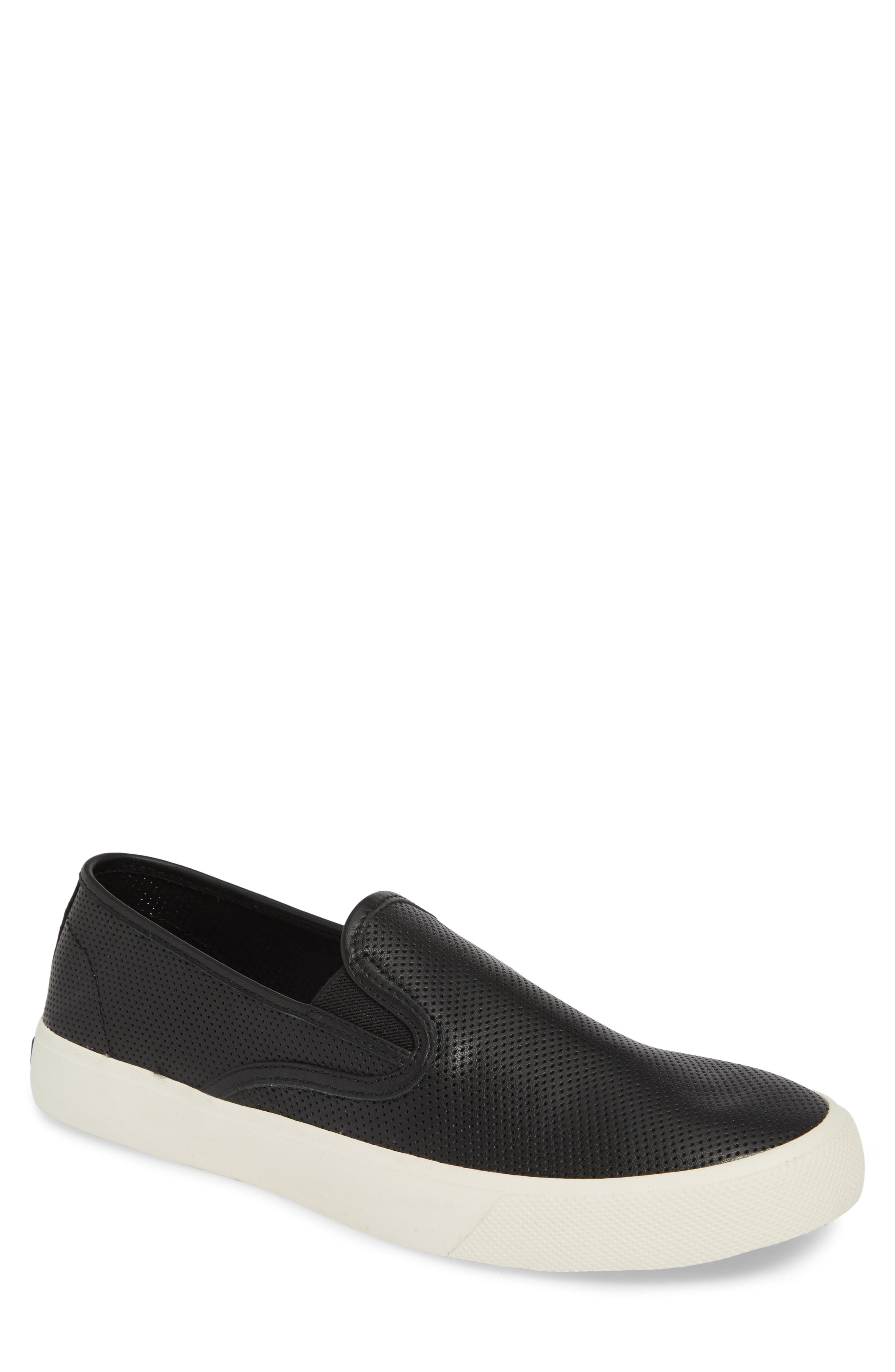 Lyst - Sperry Top-Sider Captain's Perforated Slip-on Sneaker in Black ...