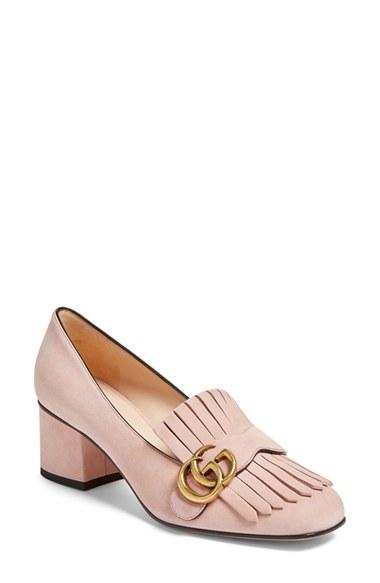 Gucci Marmont Fringed Suede Court Shoes in Pink - Save 20% | Lyst