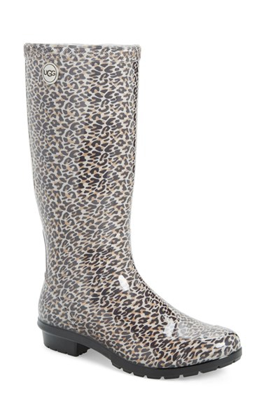 Ugg Shaye Leopard-print Rain Boot in Black | Lyst
