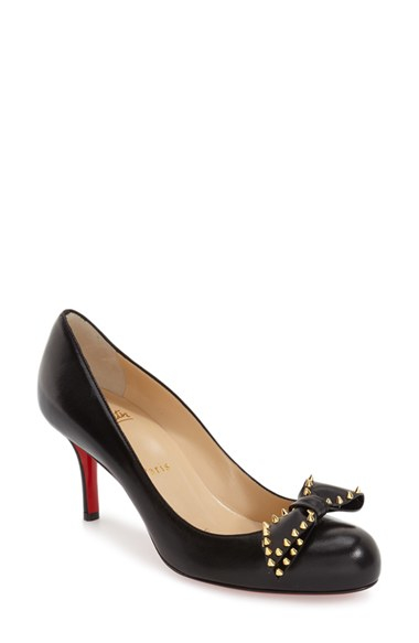 christian louboutin ballerina stud bow in black lyst christian louboutin ballerina stud bow in black lyst