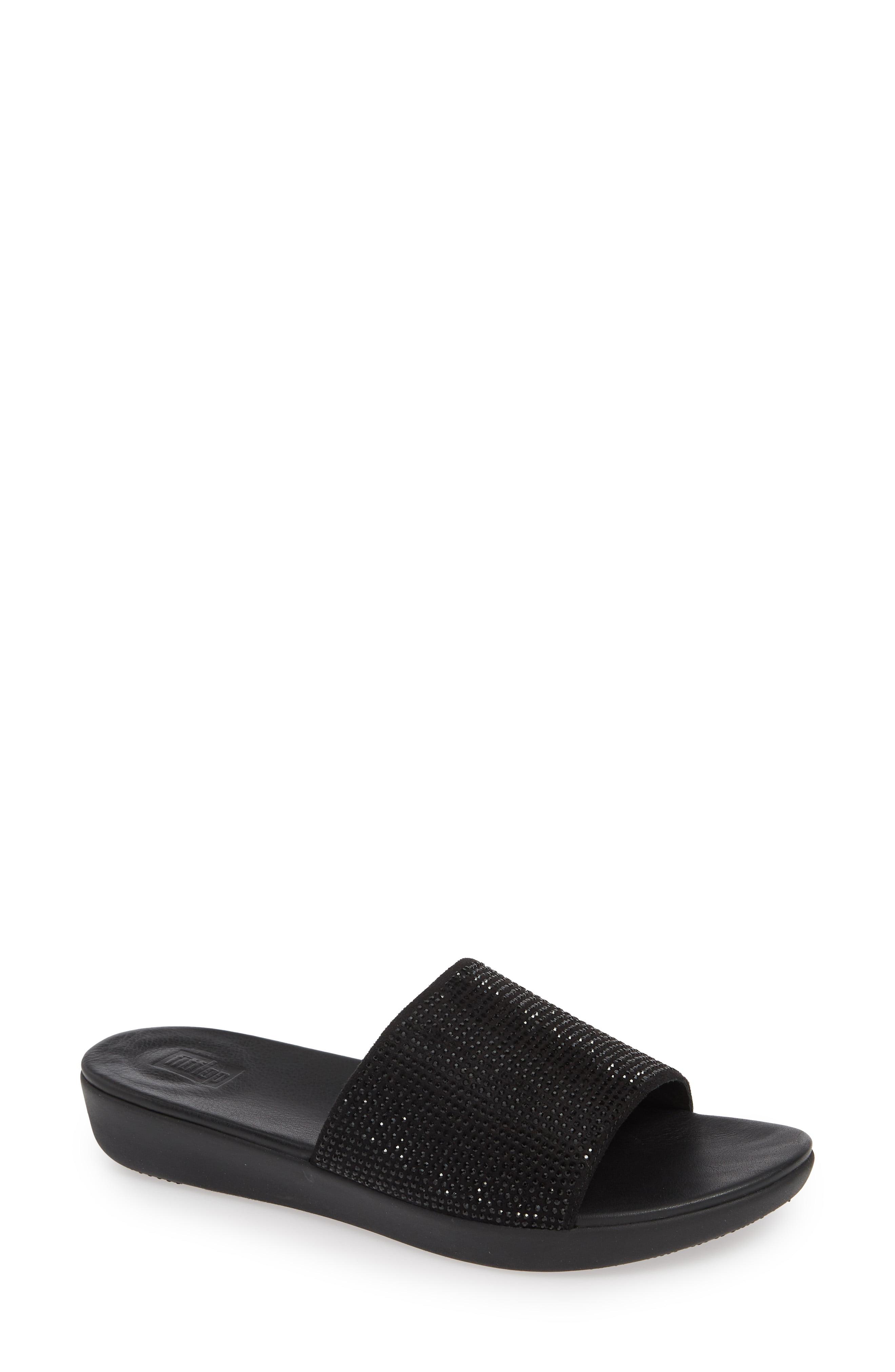 Lyst - Fitflop Sola Crystal Embellished Slide Sandal in Black