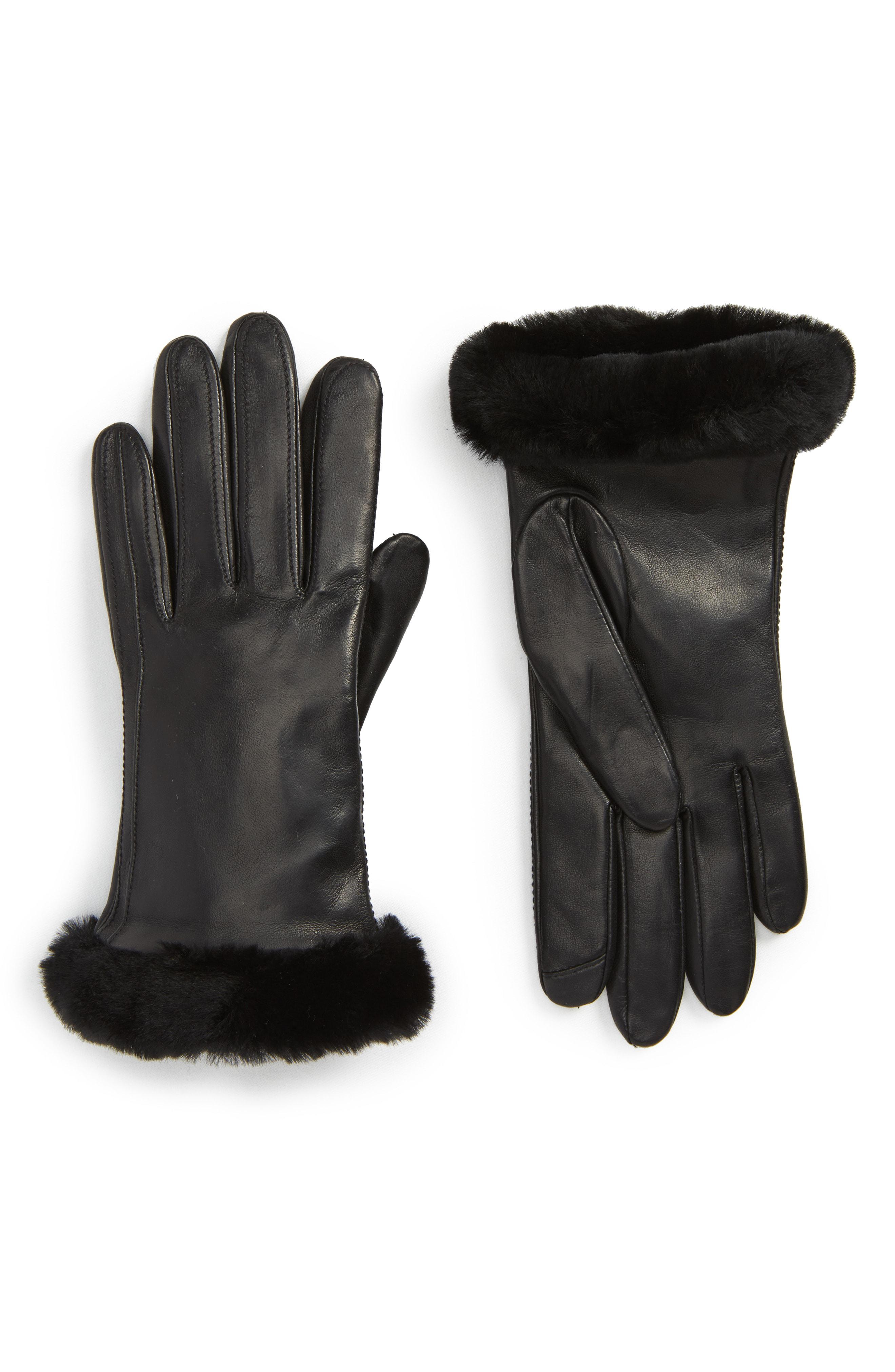 ladies leather ugg gloves