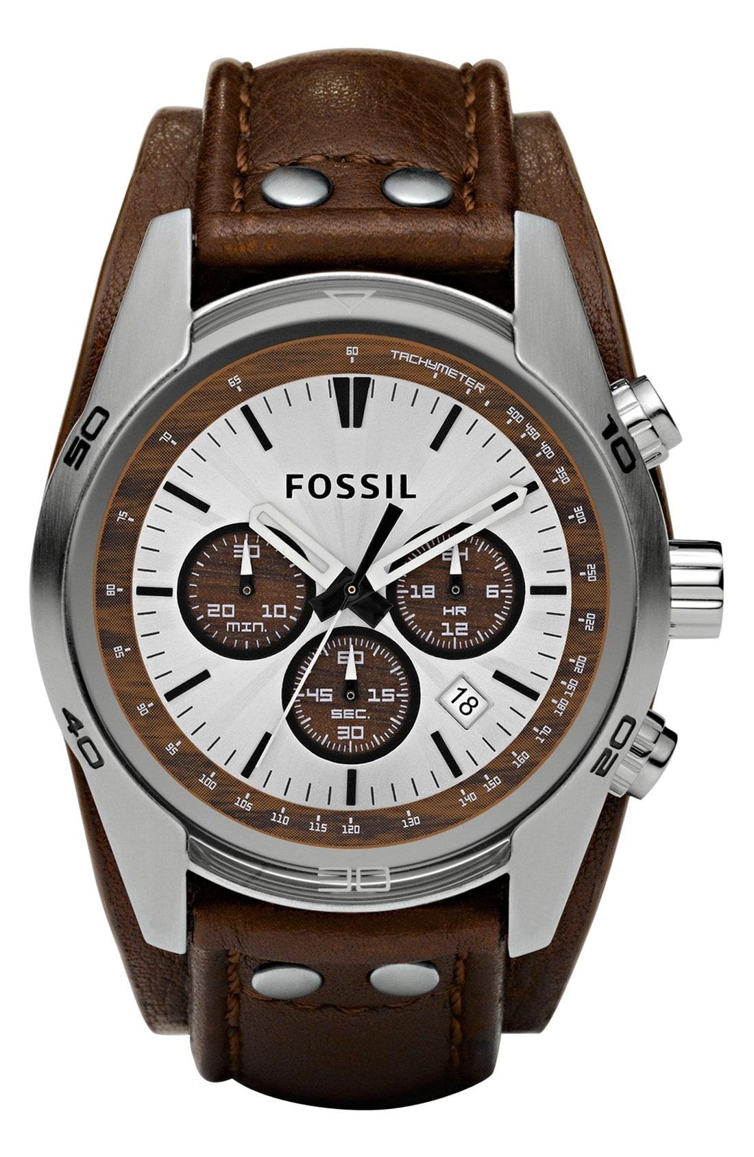 Lyst - Fossil Chronograph Cuff Watch in Brown for Men