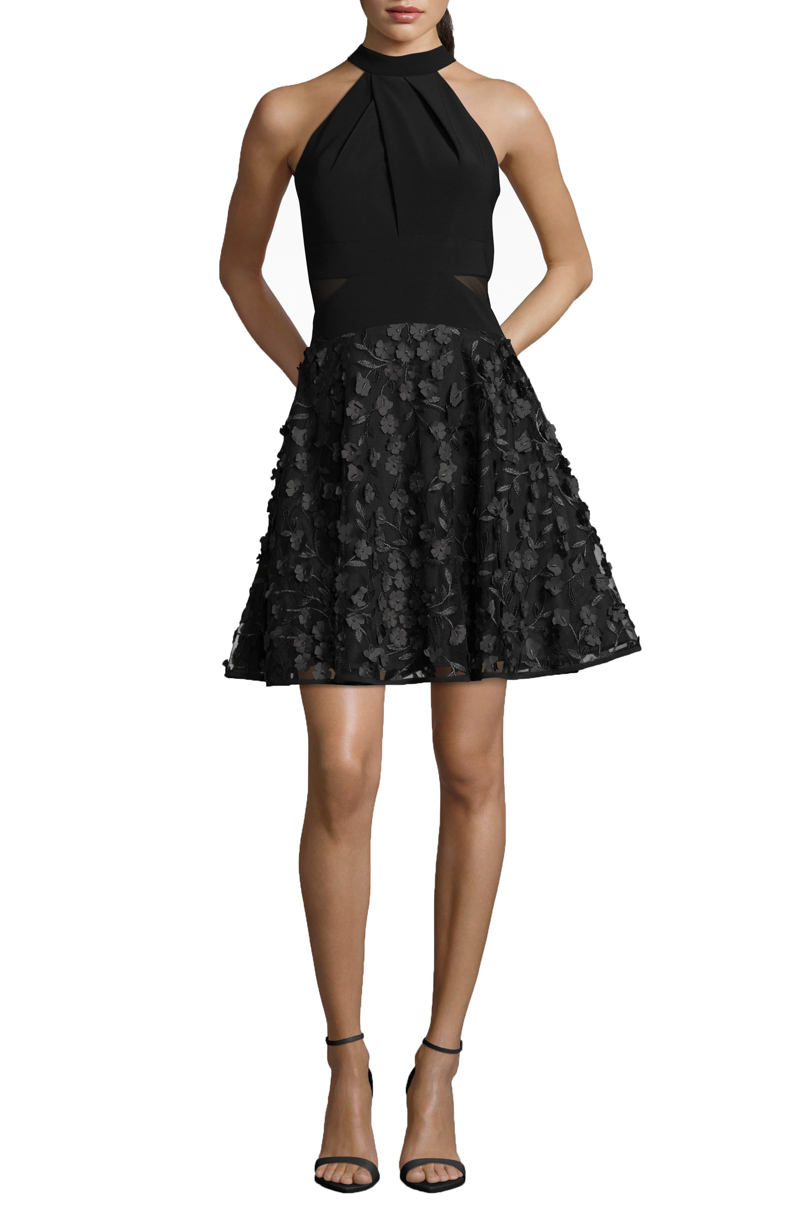 Xscape 3d Floral Party Dress in Black/ Black (Black) - Save 64% - Lyst