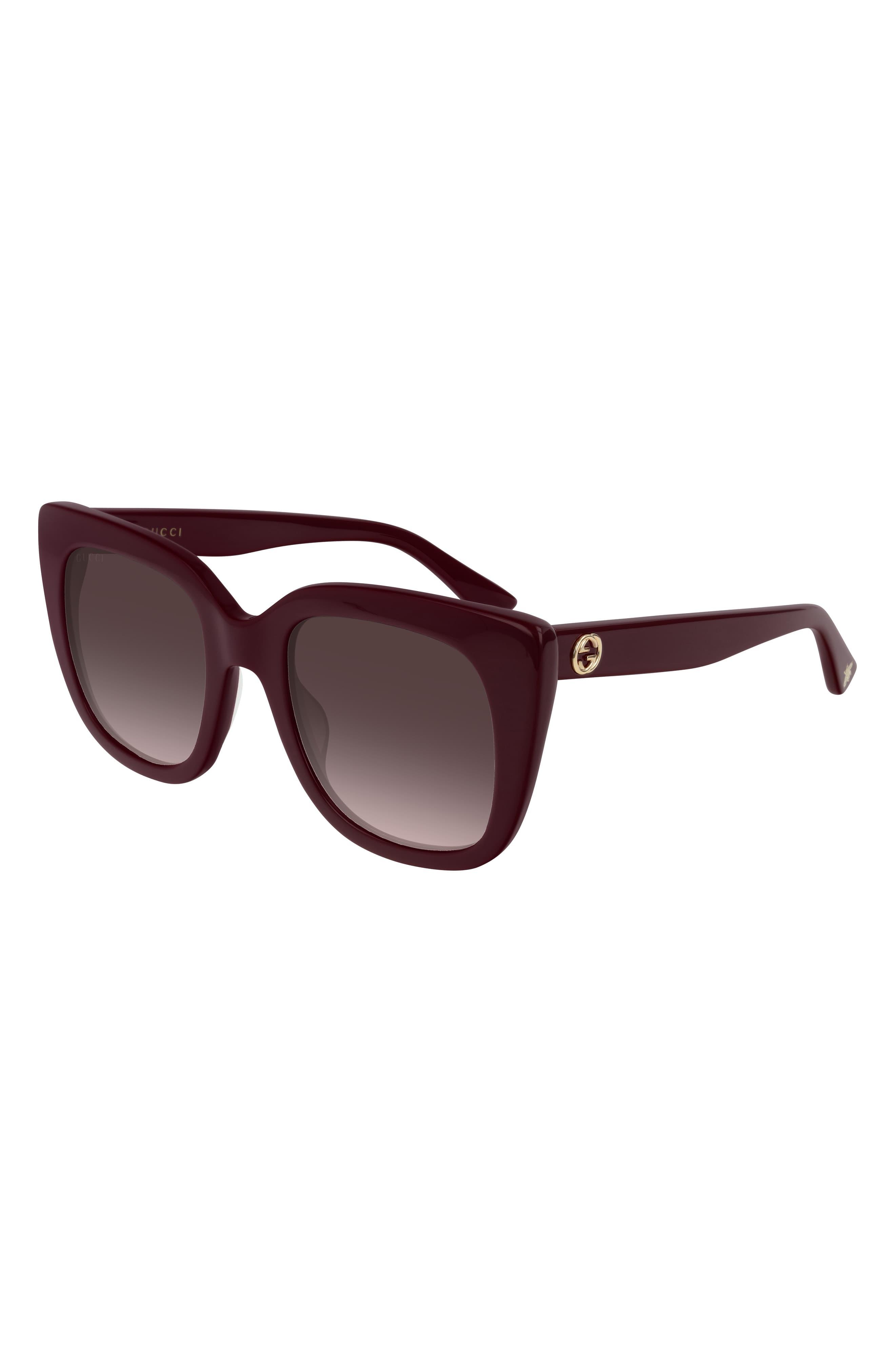 Gucci 51mm Cat Eye Sunglasses Shiny Solid Burgundybrn Grad Lyst 