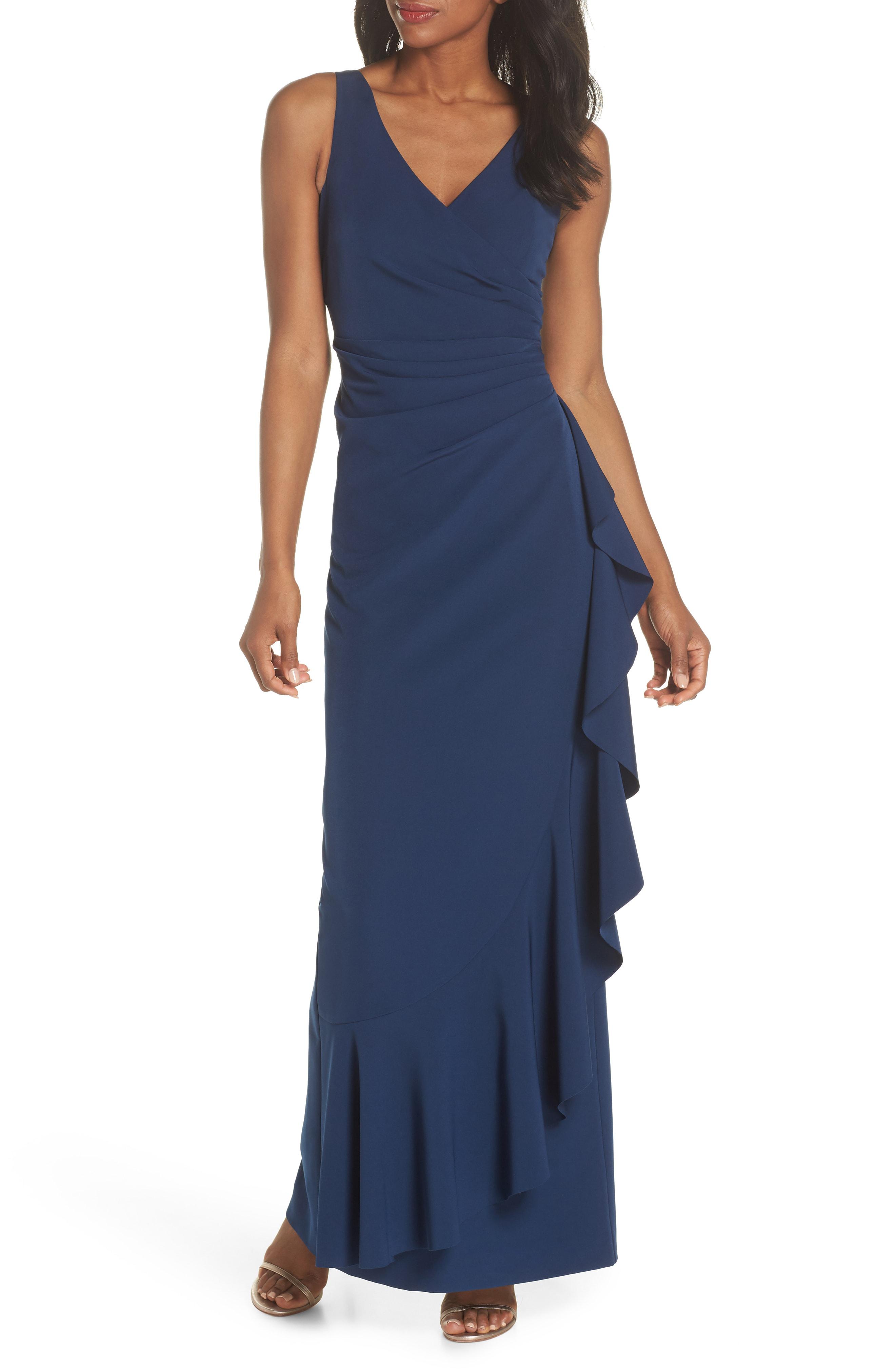 Lyst - Vince Camuto Laguna Faux Wrap Gown in Blue