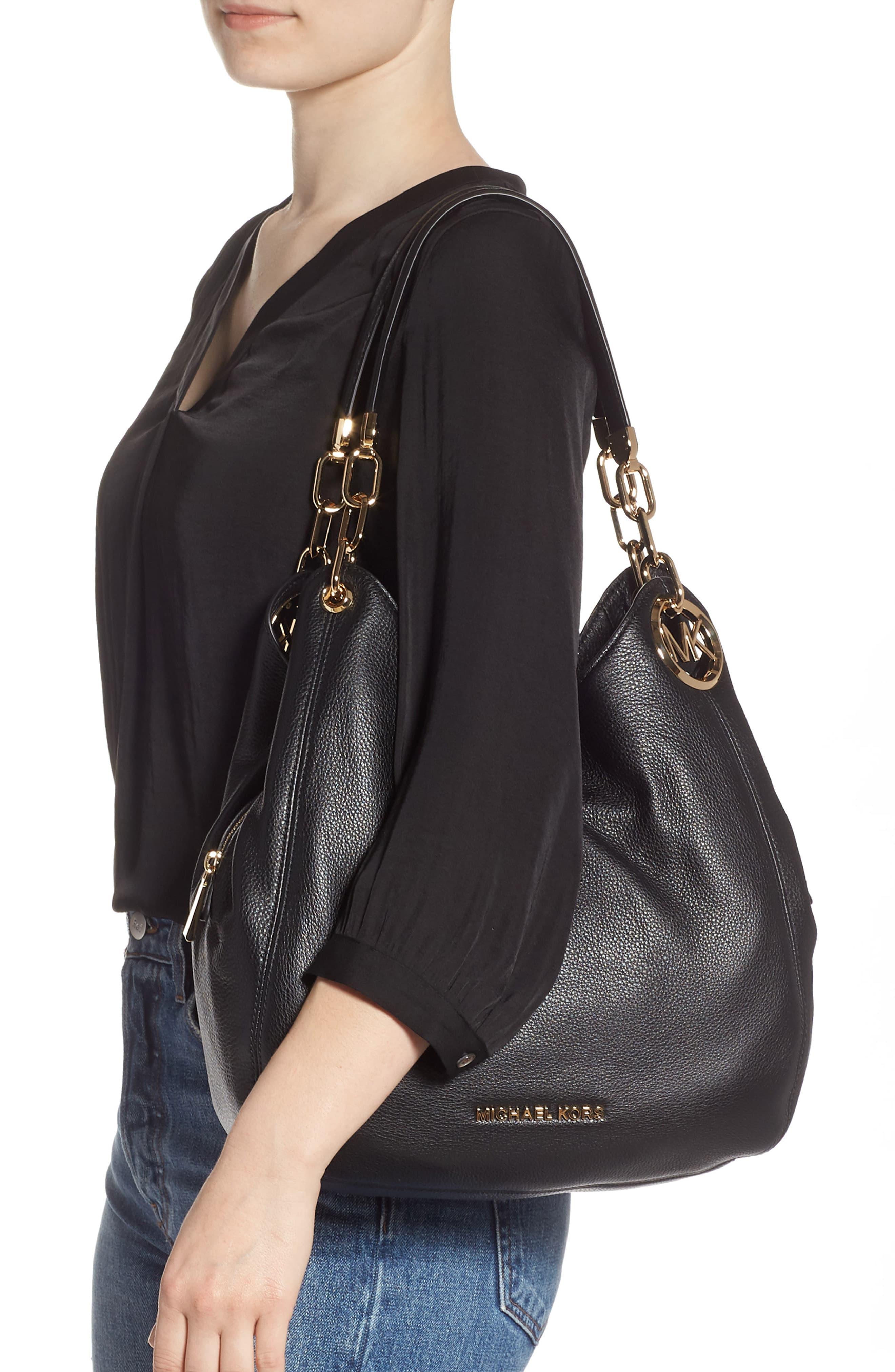 MICHAEL Michael Kors Lillie Large Leather Shoulder Bag - in Black - Lyst