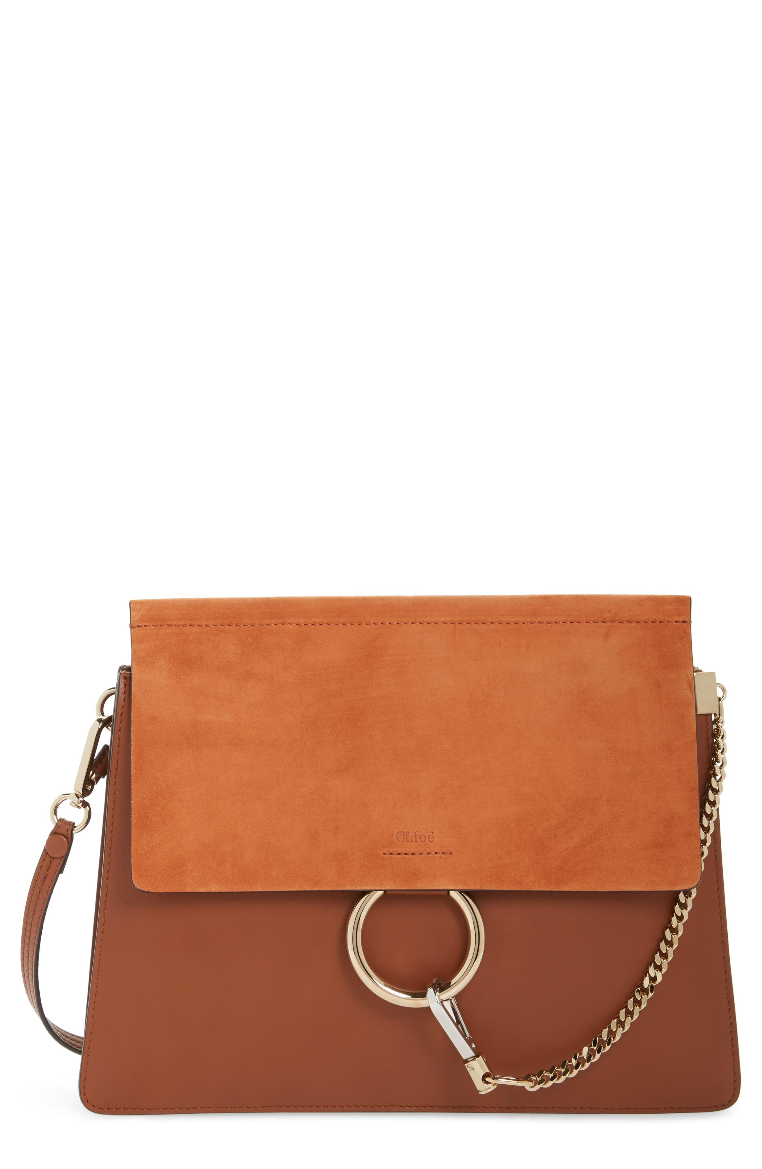 Chloé Faye Medium Leather And Suede Shoulder Bag - Lyst