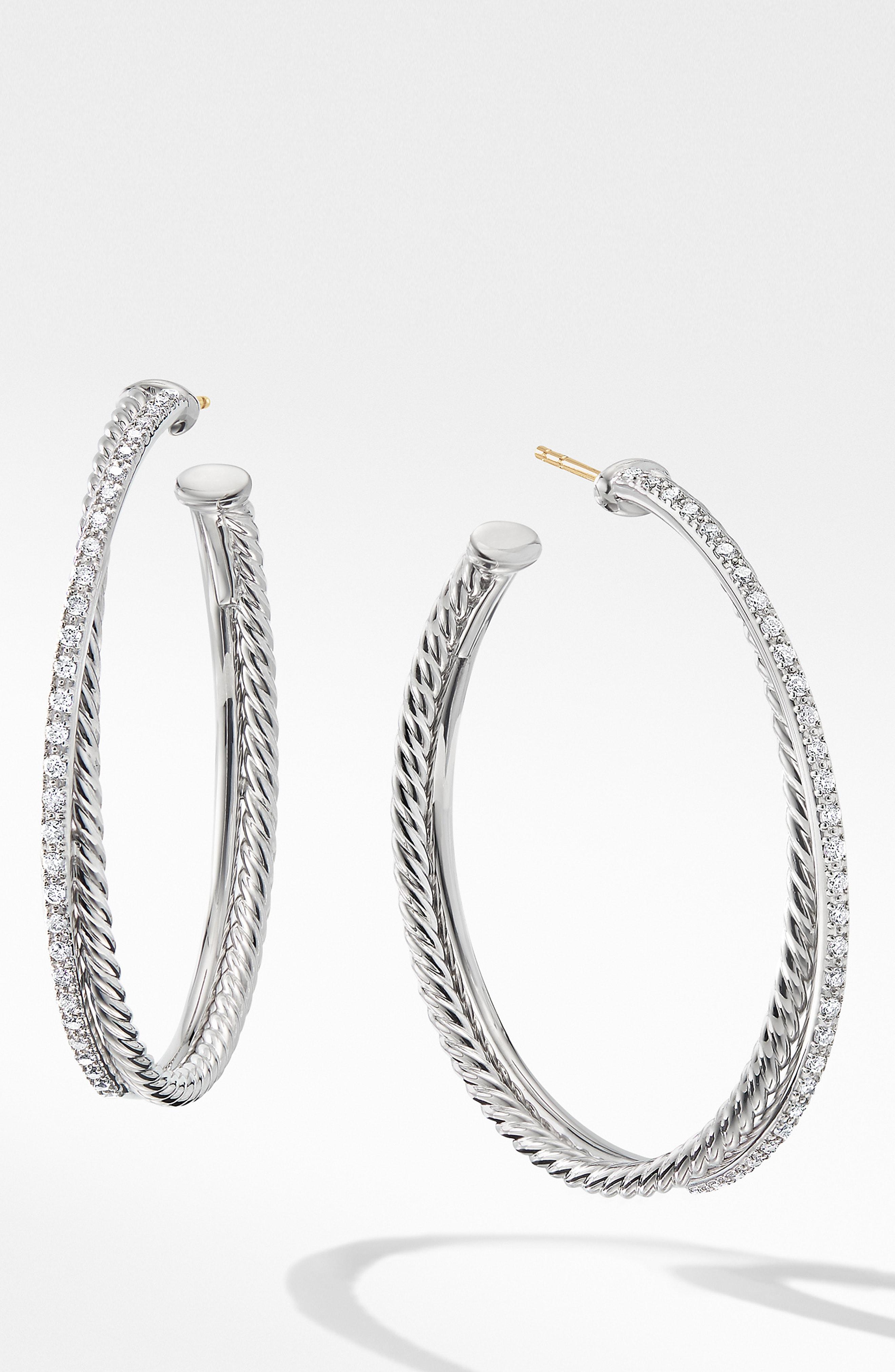 Lyst - David Yurman Extra Large Crossover Hoop Earrings With Diamonds ...