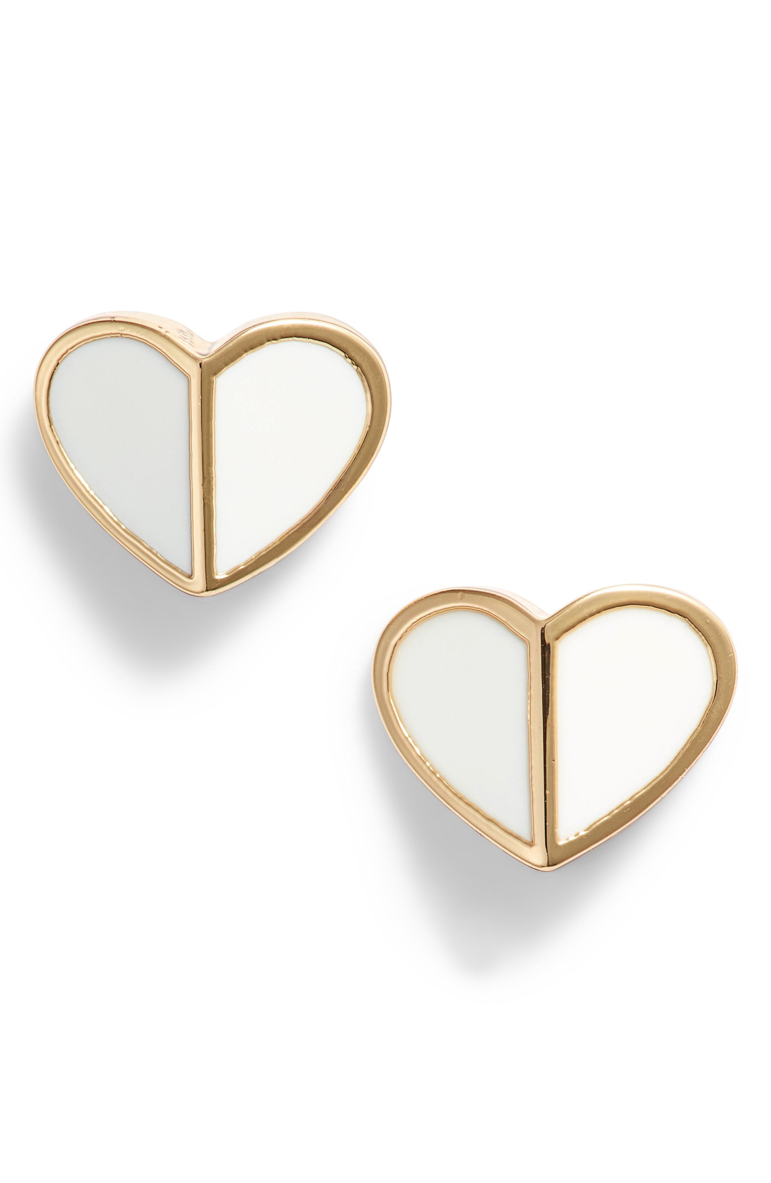 Lyst Kate Spade Goldtone Heart Stud Earrings in White