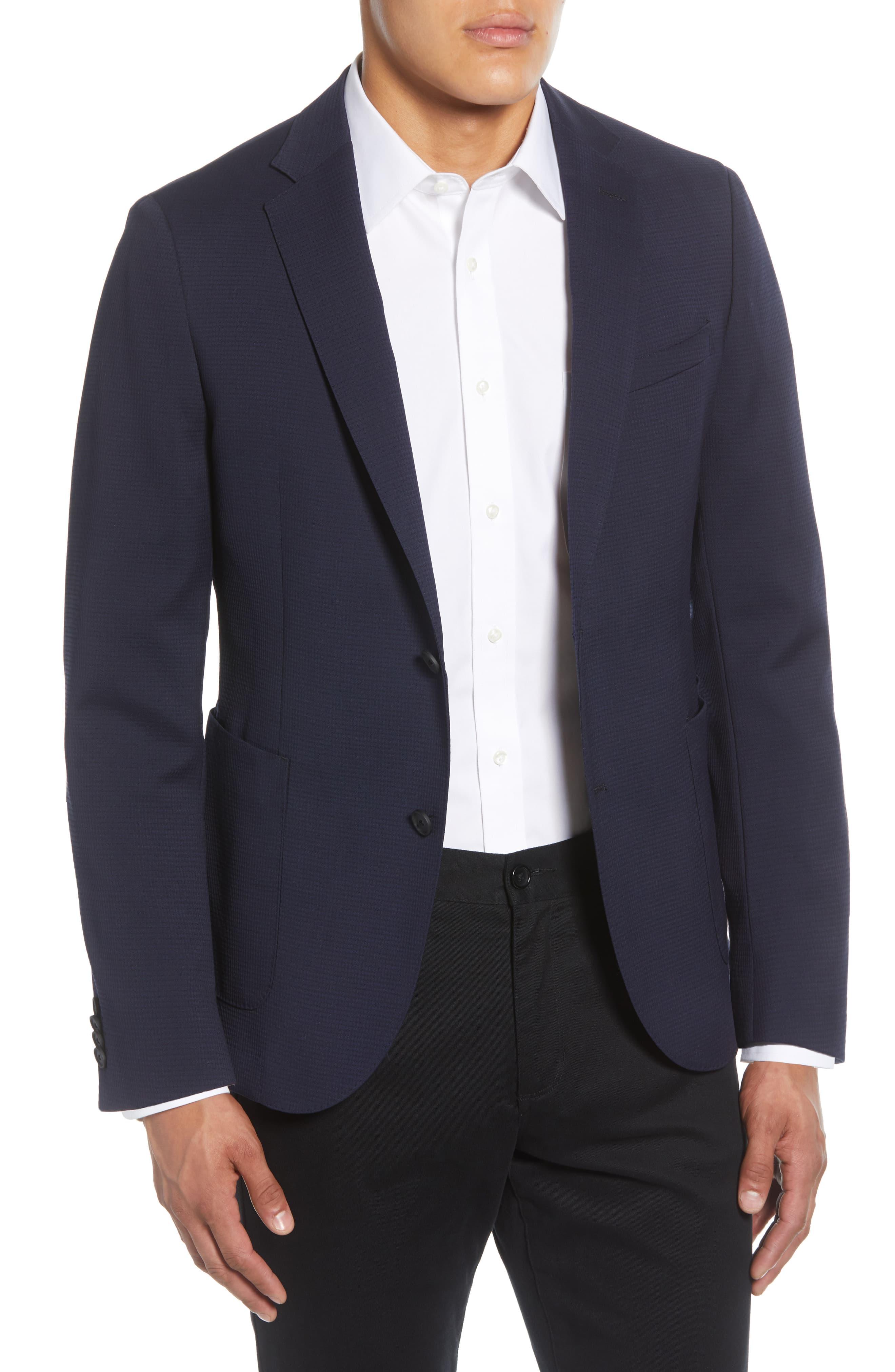 Boss Nelven Trim Fit Solid Stretch Wool And Cotton Sport Coat In Blue For Men Lyst