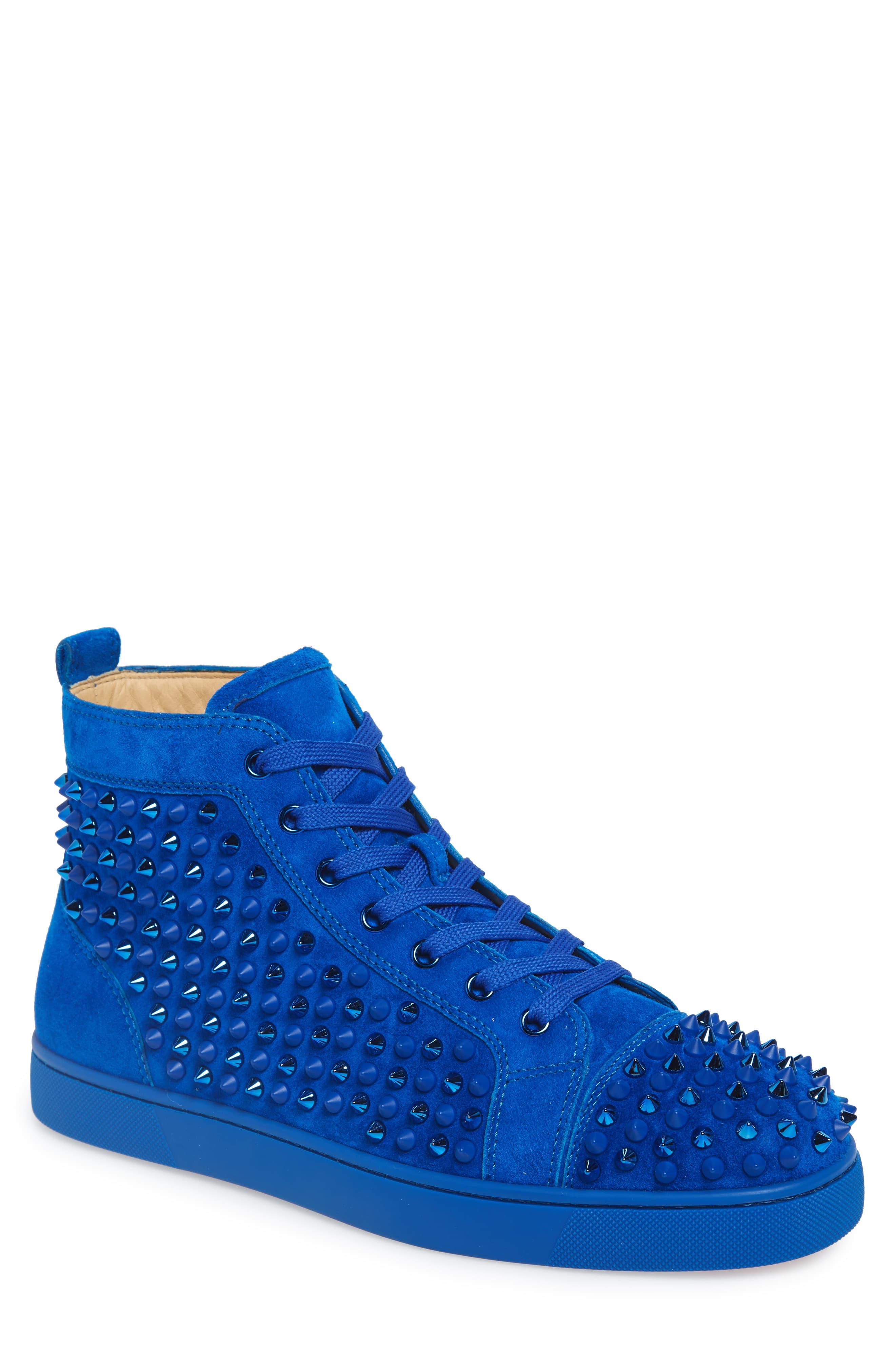 Christian Louboutin Louis Spike Embellished High Top Suede Trainers in ...