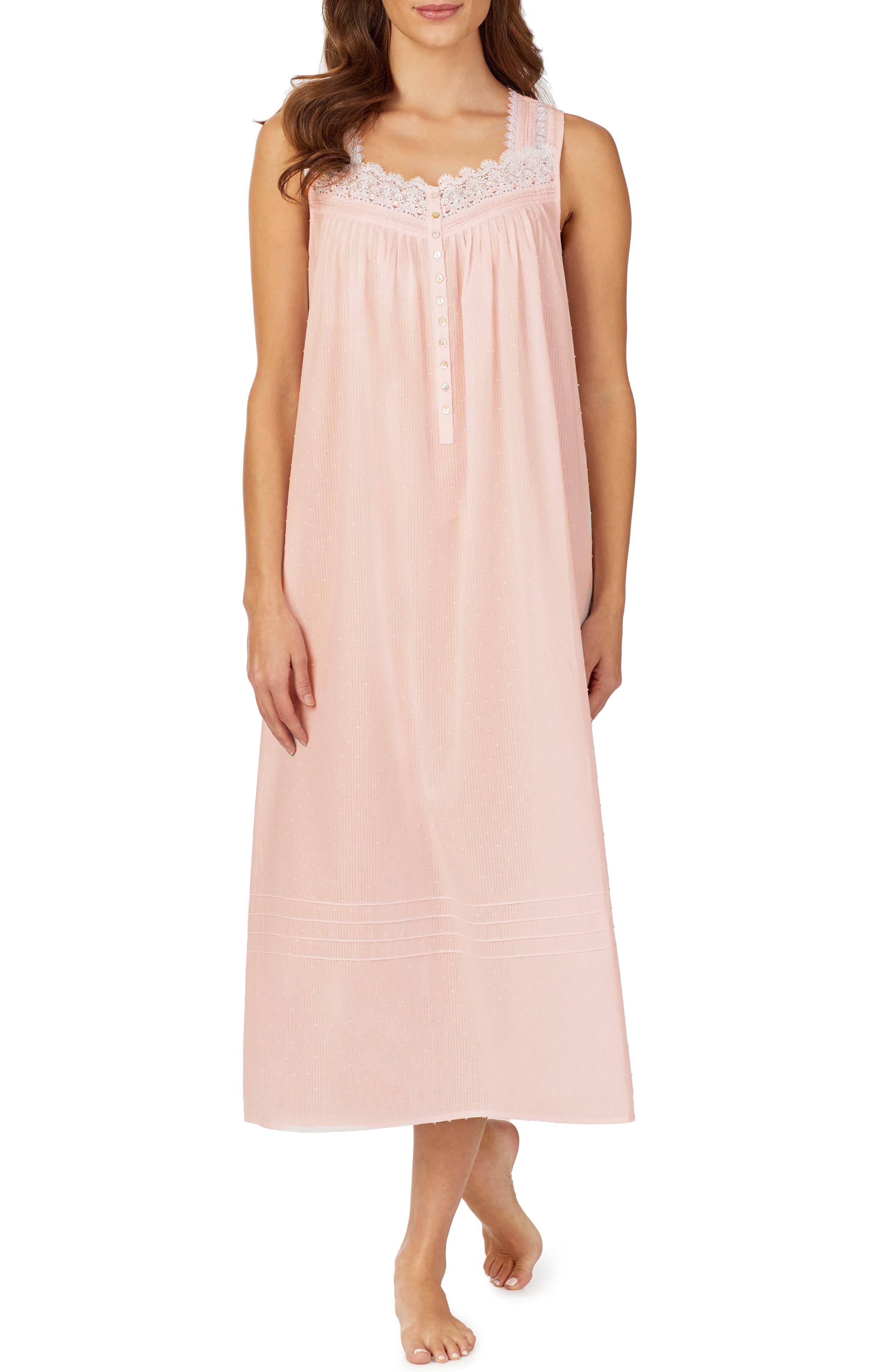 Eileen West Clip Dot Woven Nightgown in Pink Lyst