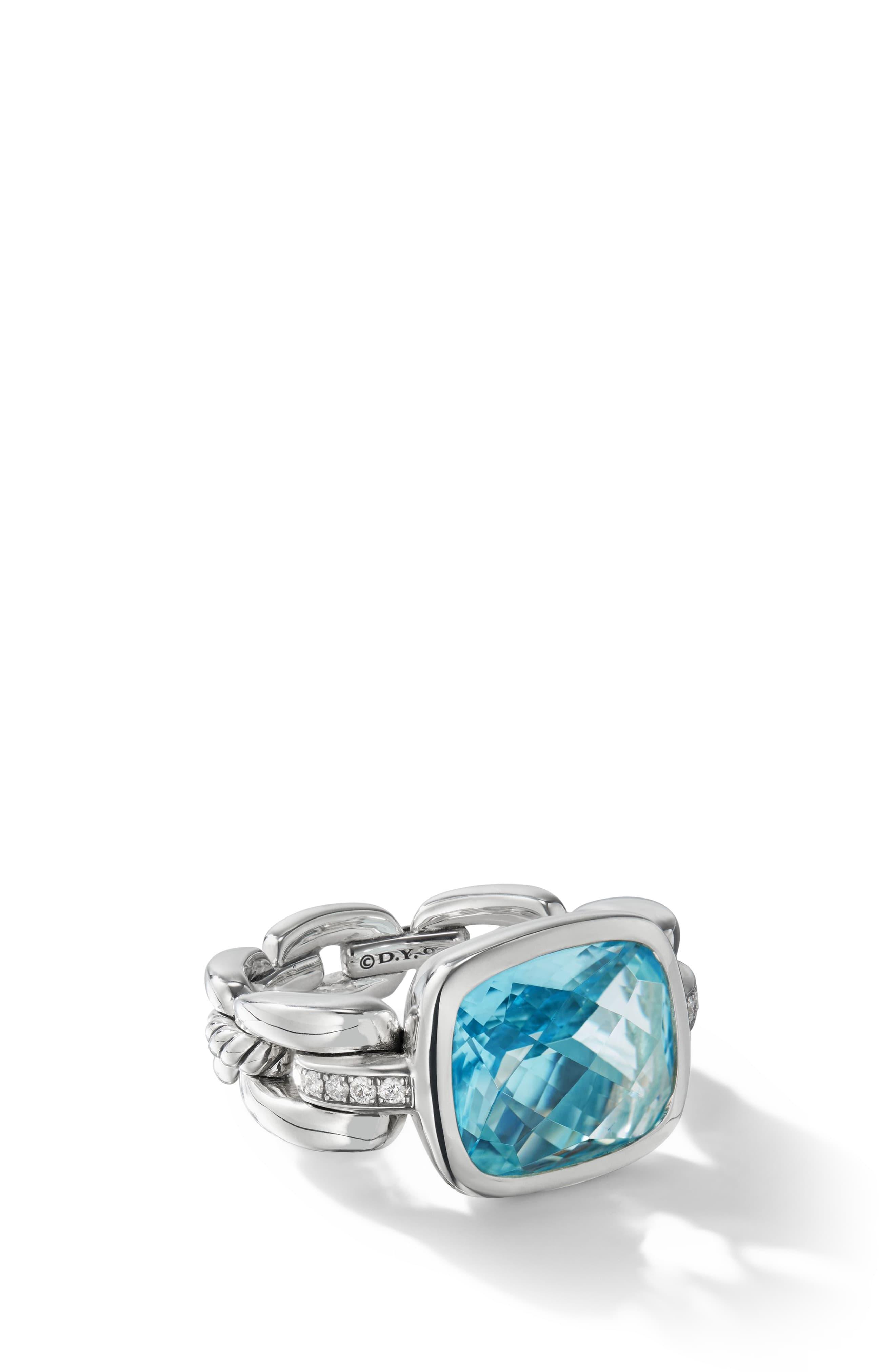 David Yurman Wellesley Link Statement Ring With Diamonds in Blue - Lyst