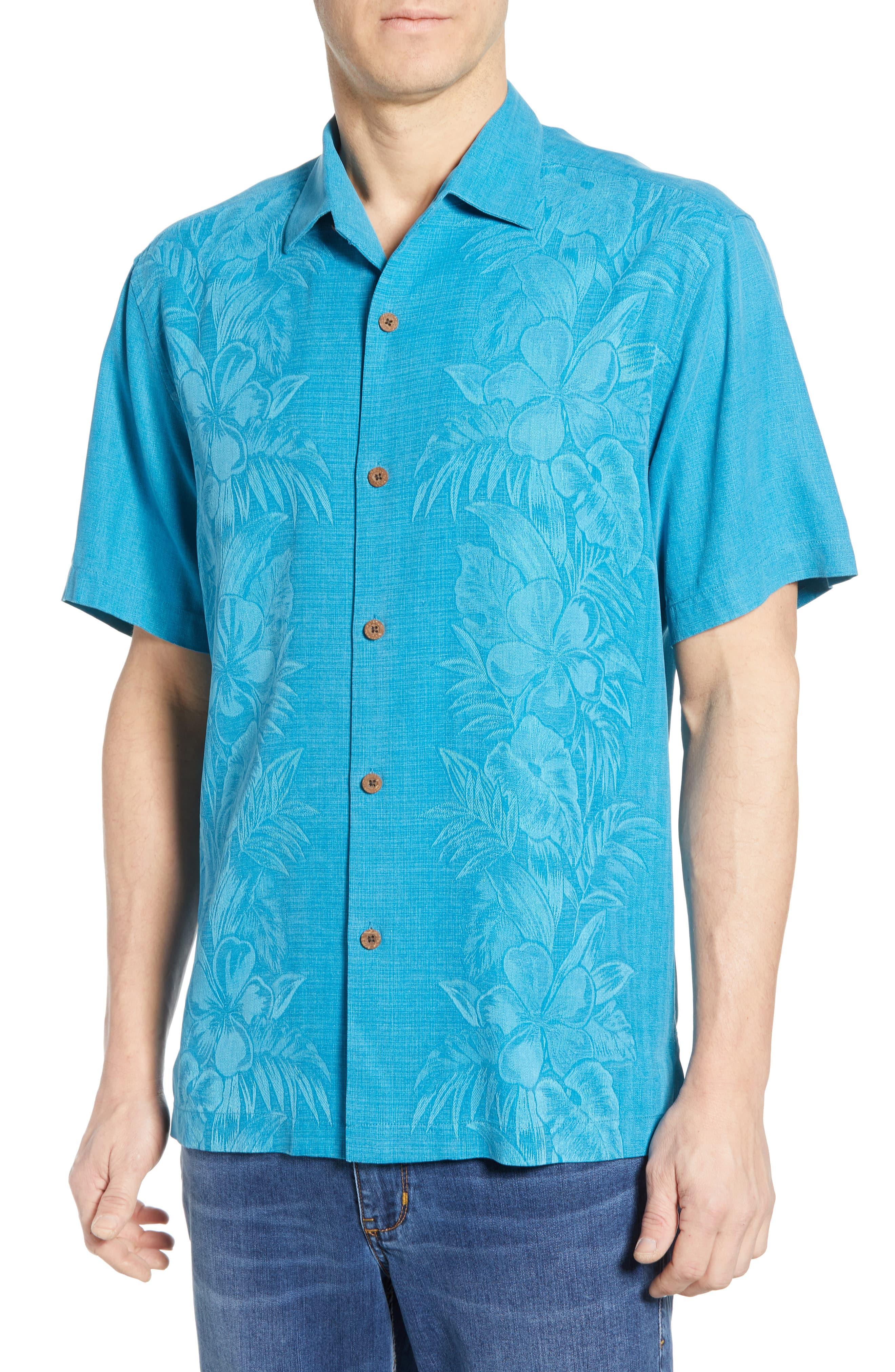 Lyst Tommy Bahama Kamari Border Classic Fit Silk Camp Shirt In Blue   Tommy Bahama Dk Aqua Blue Kamari Border Classic Fit Silk Camp Shirt 