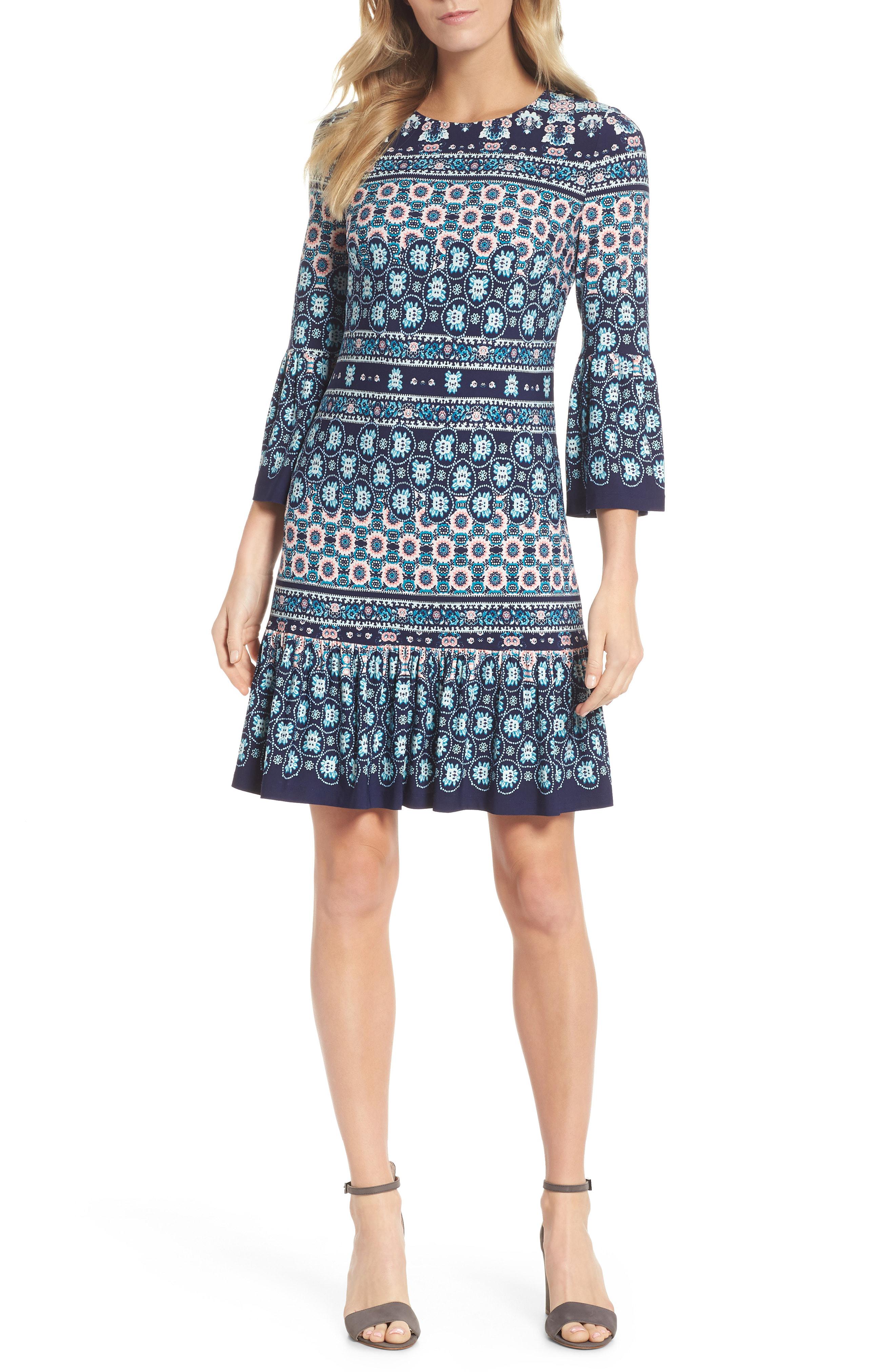 Lyst Eliza J Bell Sleeve Aline Jersey Dress in Blue