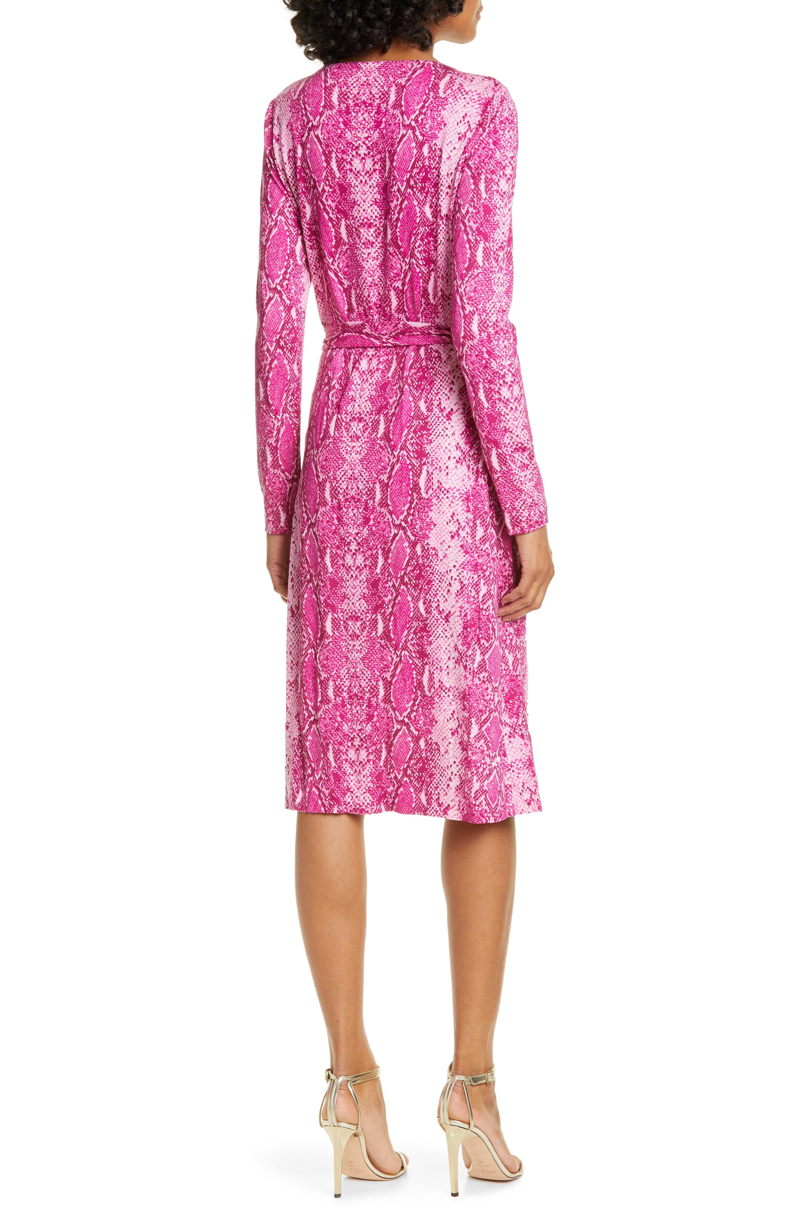 Lyst - Diane von Furstenberg Signature Long Sleeve Silk Wrap Dress in Pink