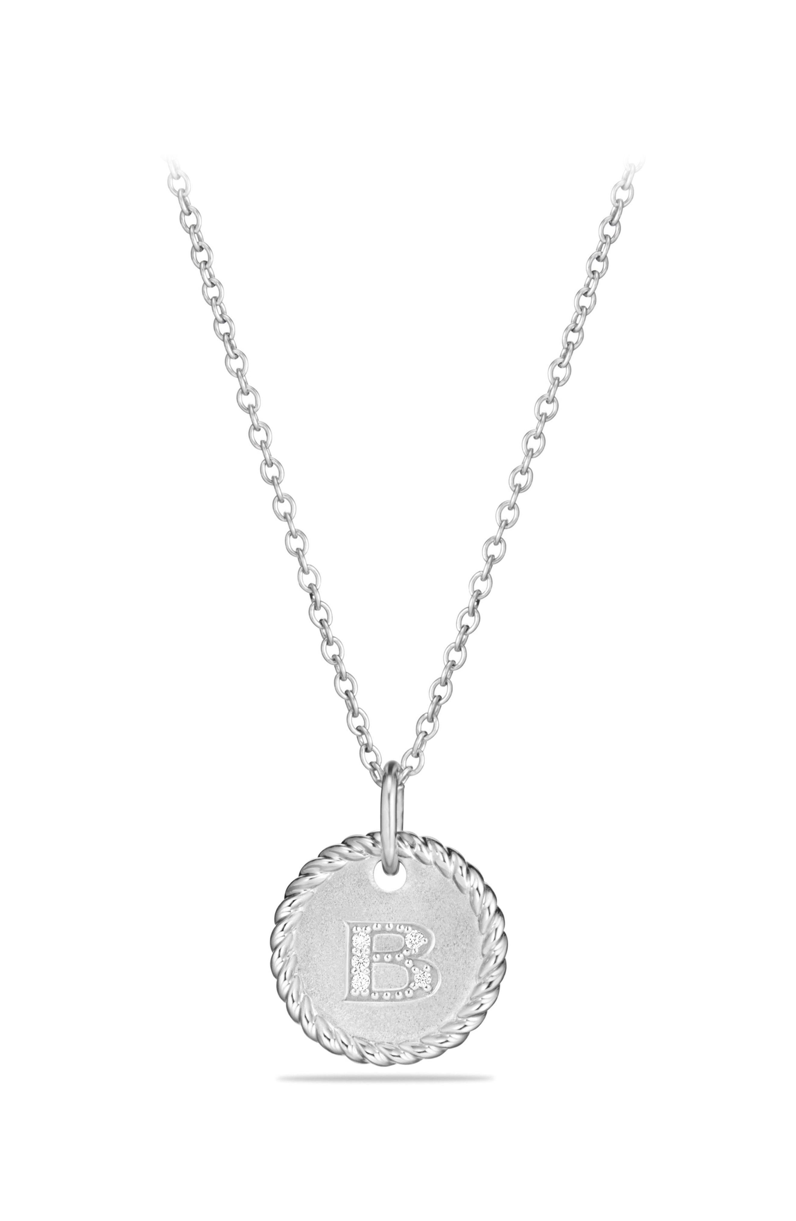 Lyst - David Yurman Initial Charm Necklace With Diamonds In 18k White ...