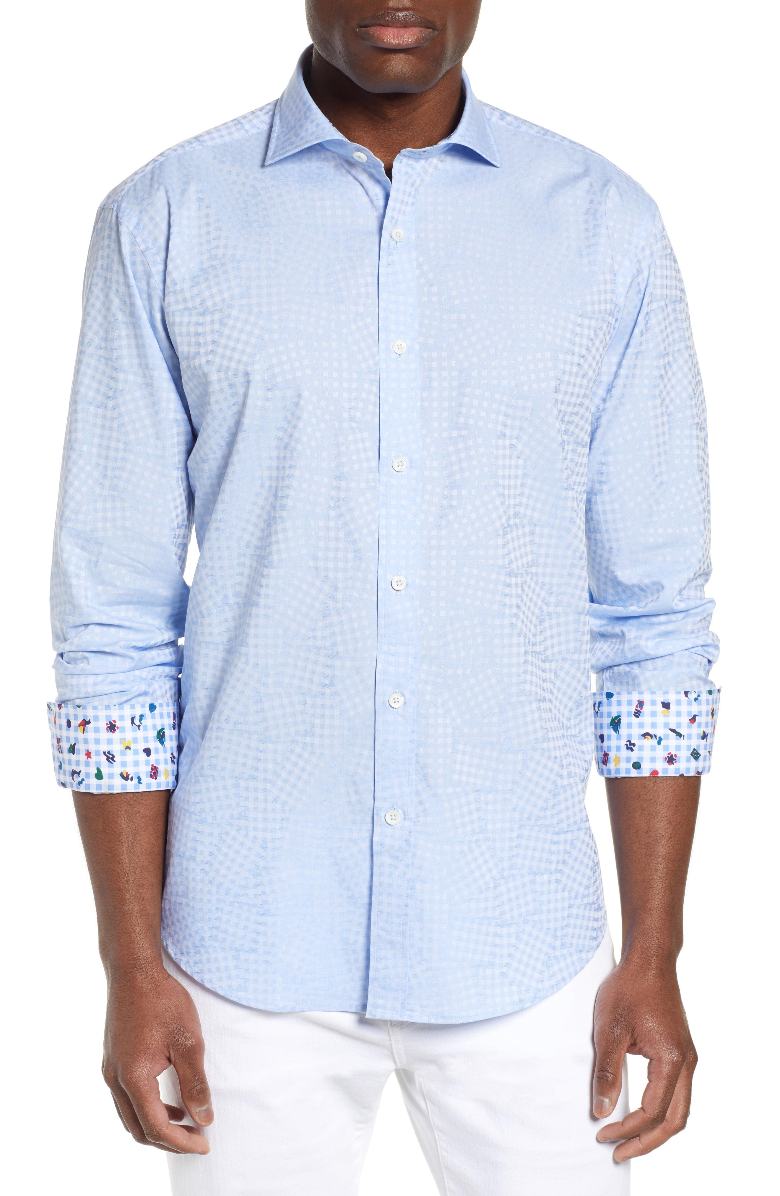 Lyst - Bugatchi Shaped Fit Print Cotton Sport Shirt in Blue for Men