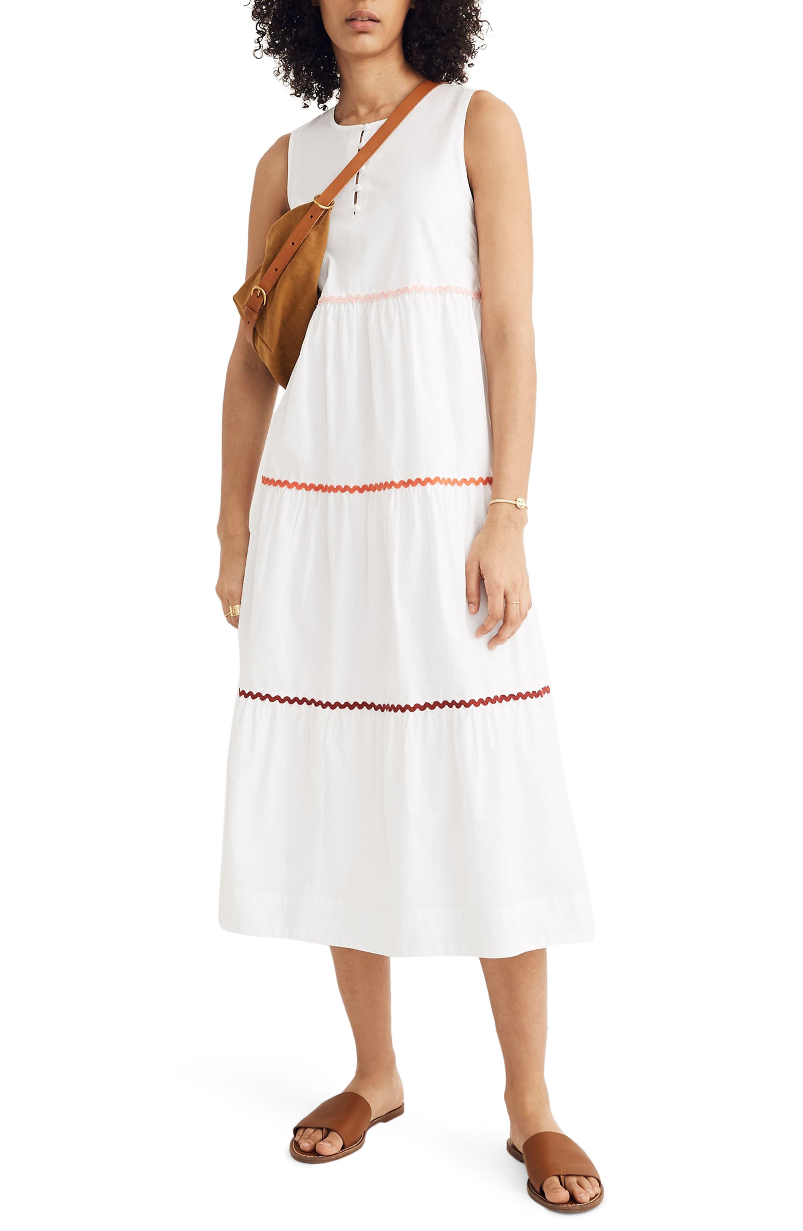 Madewell Rickrack Cattail Tiered Dress in White - Lyst