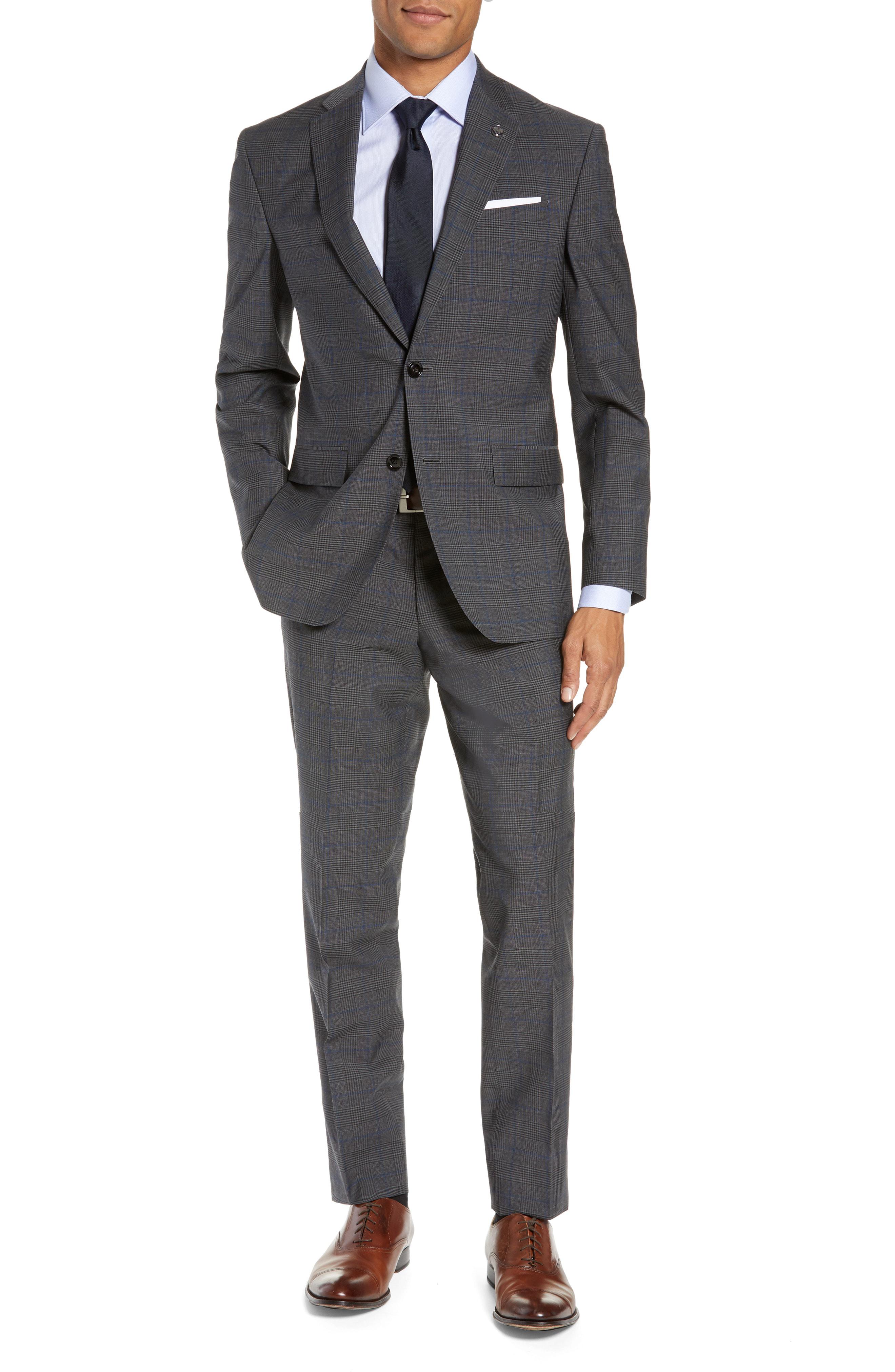 Lyst - Ted Baker Jay Trim Fit Plaid Wool Suit in Gray for Men